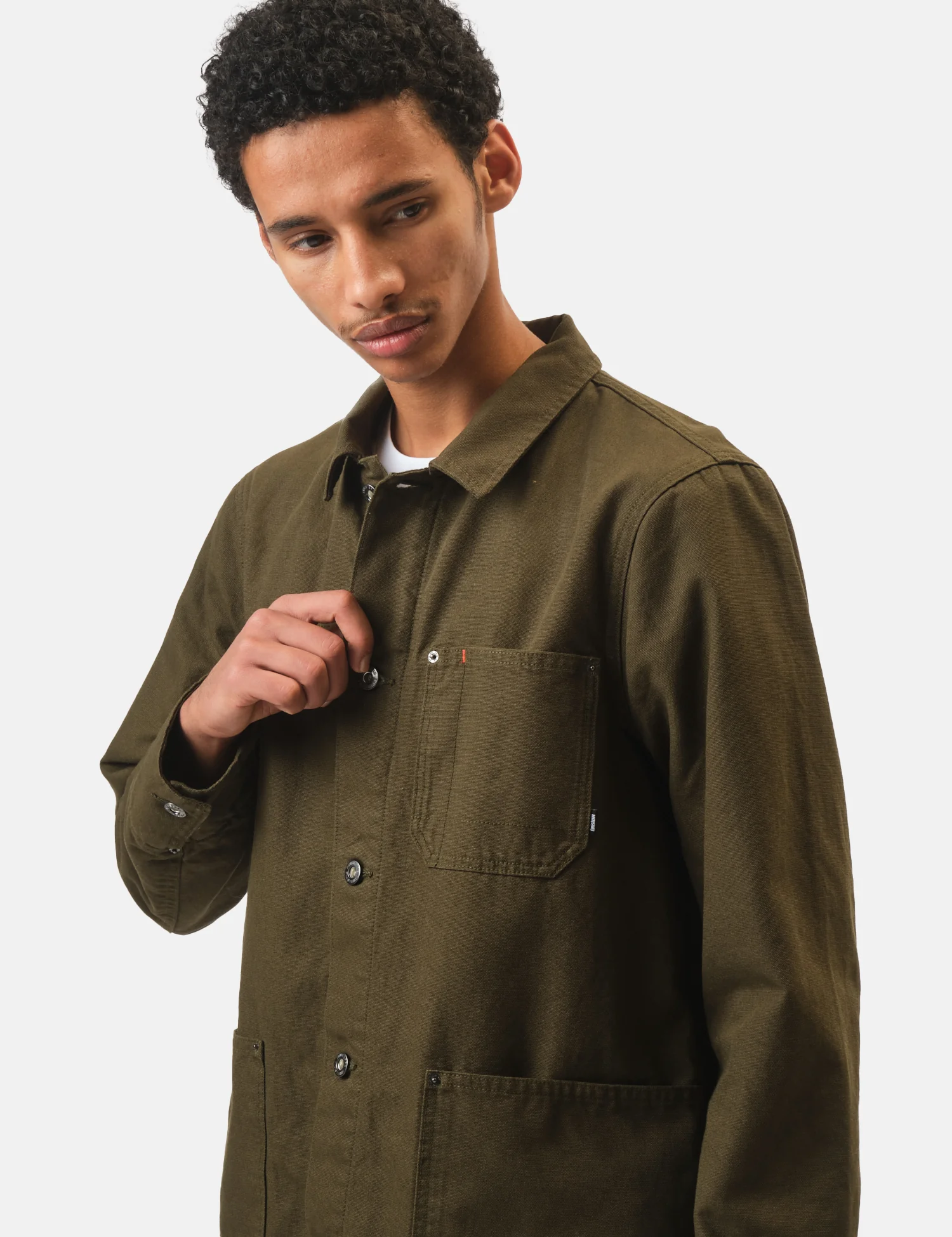 Finisterre Basset Flannel Lined Jacket - Olive Green - Image 2