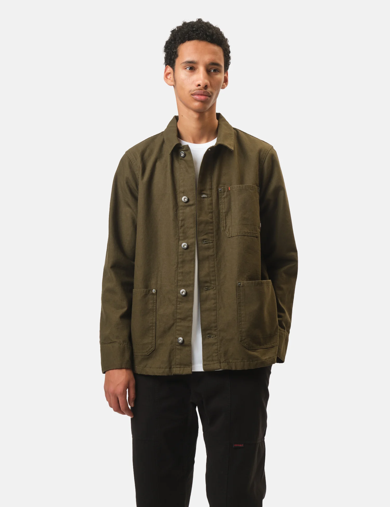 Finisterre Basset Flannel Lined Jacket - Olive Green - Image 4