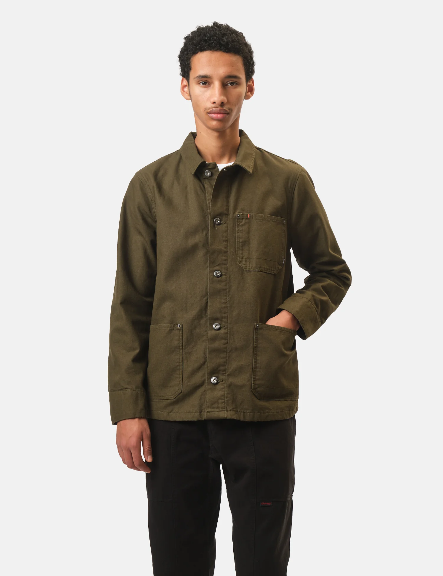 Finisterre Basset Flannel Lined Jacket - Olive Green - Image 6