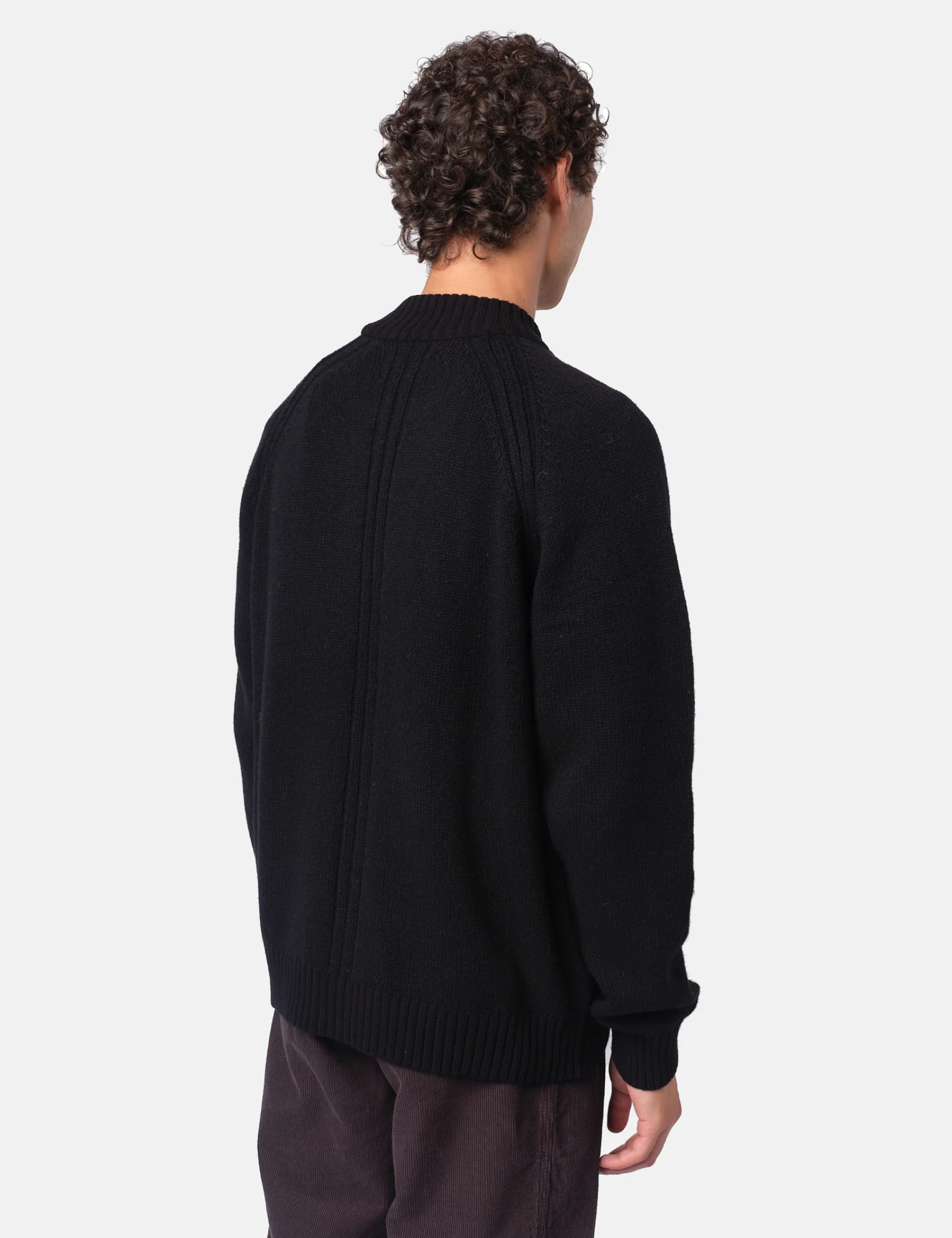 Folk Knitted Zip Through Bomber - Black - Image 5