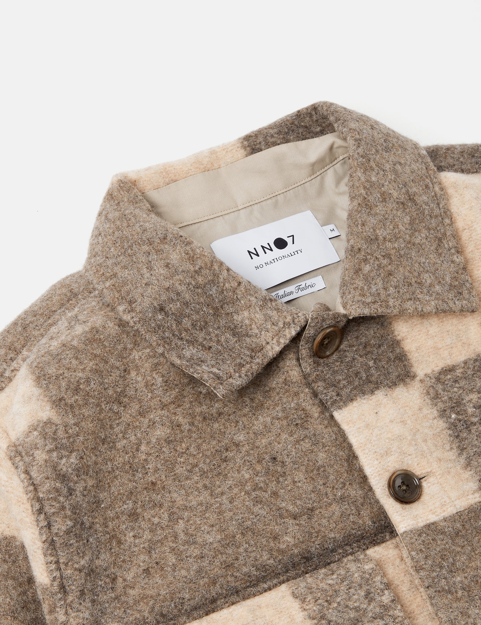 NN07 Wilas Overshirt (Wool) - Khaki Brown Check - Image 8