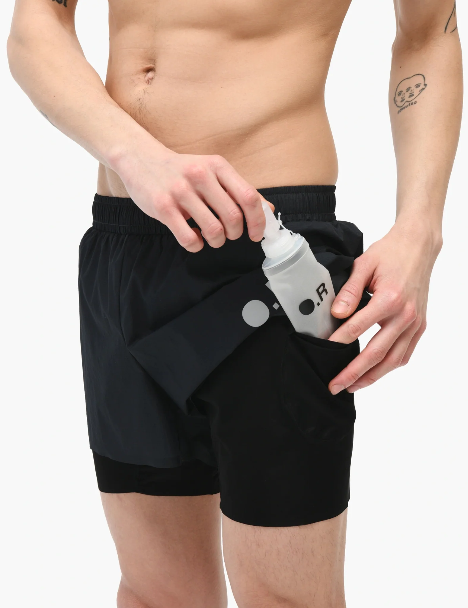 Optimistic Runners Layered Shorts - Black - Image 2