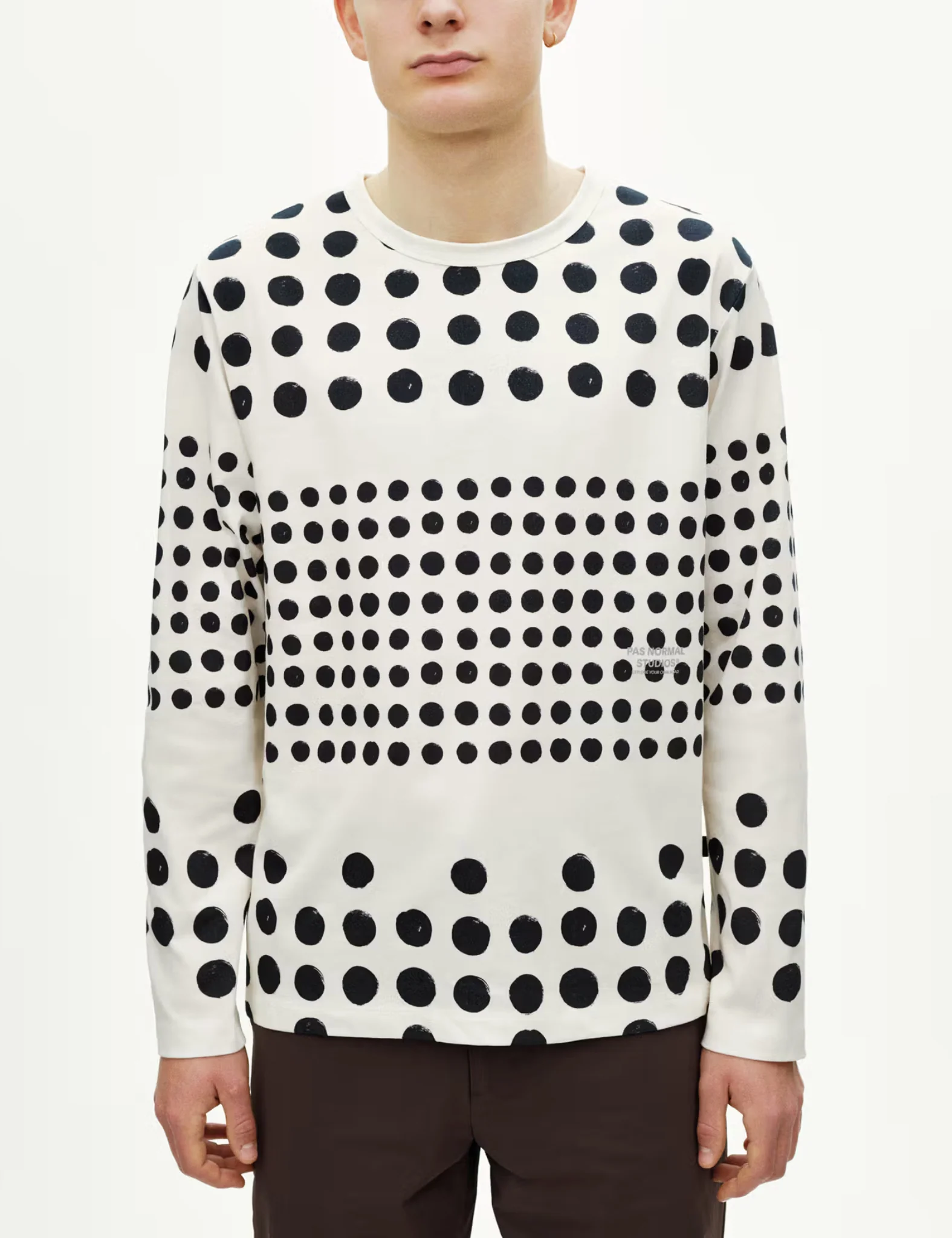 Pas Normal Studios Off-Race Long Sleeve Spots T-Shirt (Cotton Tech) - Off White