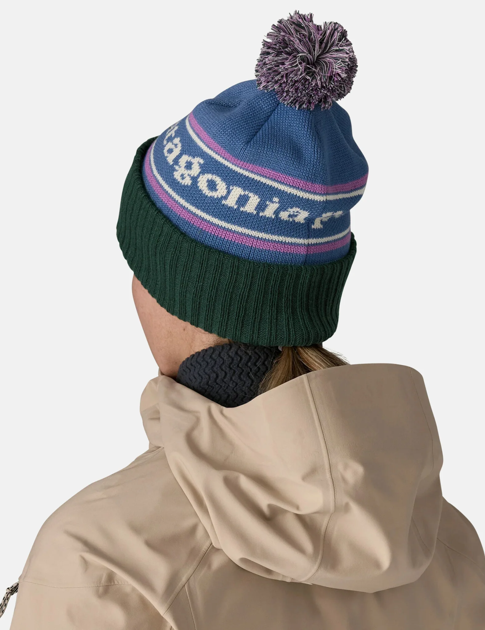 Patagonia Powder Town Beanie Hat (Park Stripe) - Barnacle Blue - Image 2