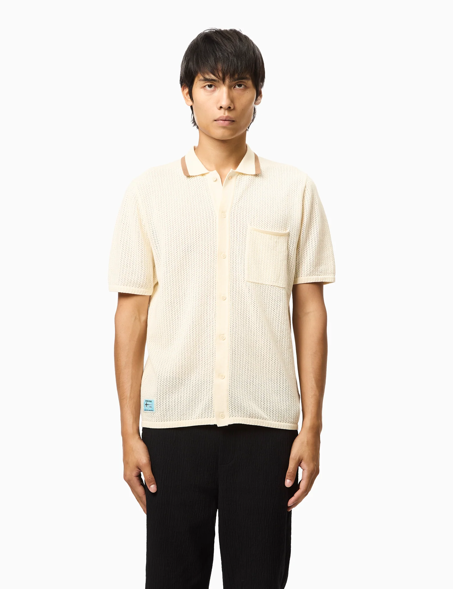 Percival Alfie Knitted Polo (Cotton) - Ecru