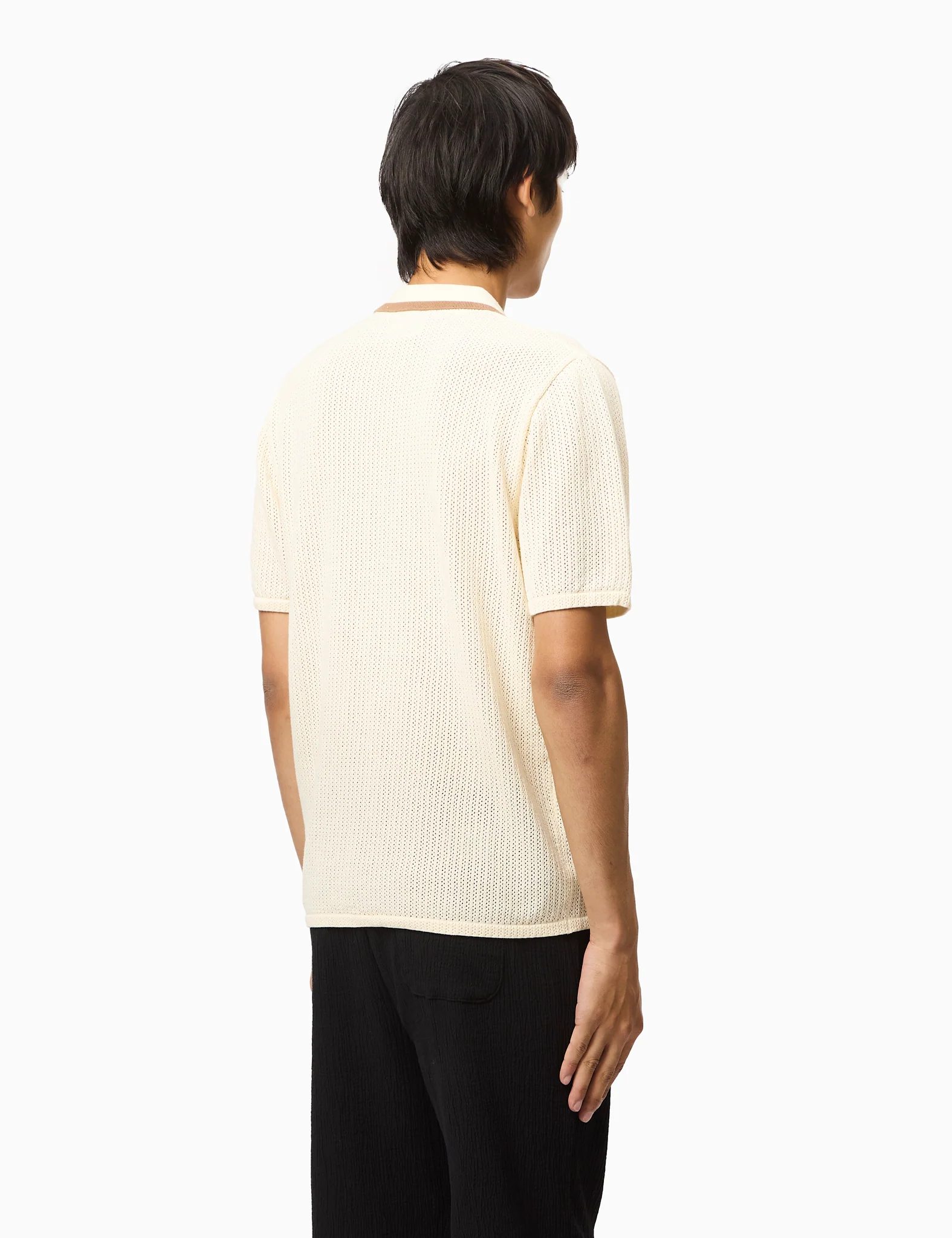 Percival Alfie Knitted Polo (Cotton) - Ecru - Image 4