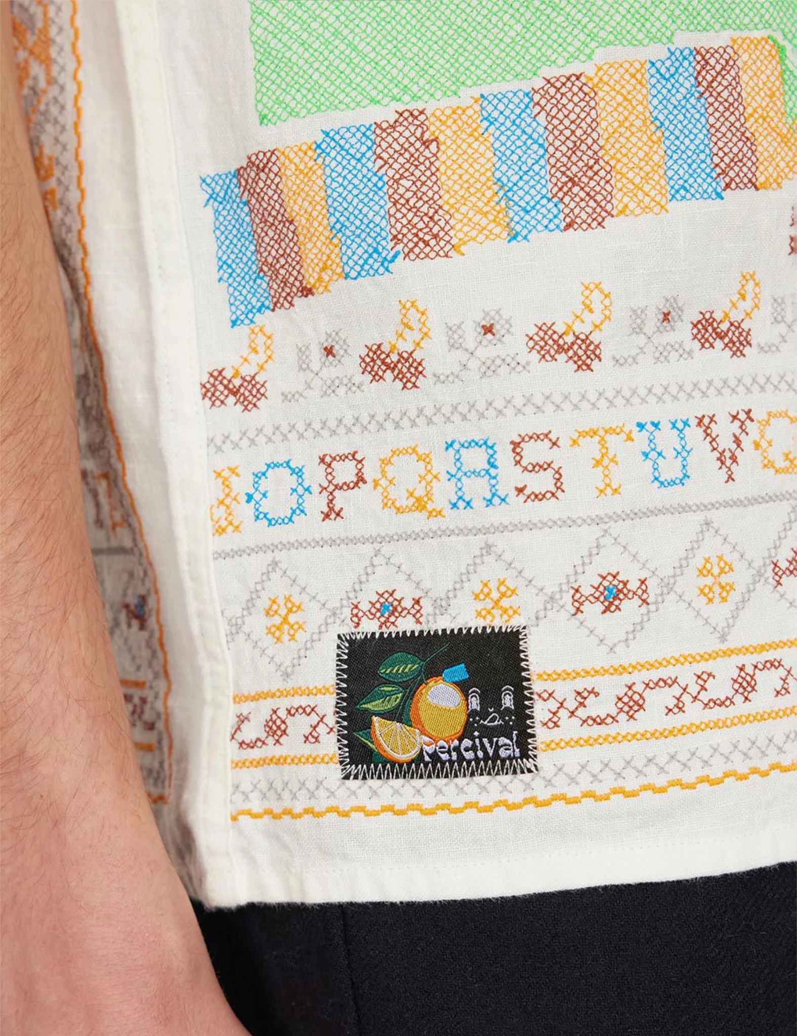 Percival Meal Deal Cross Stitch Linen Shirt - White - Image 3
