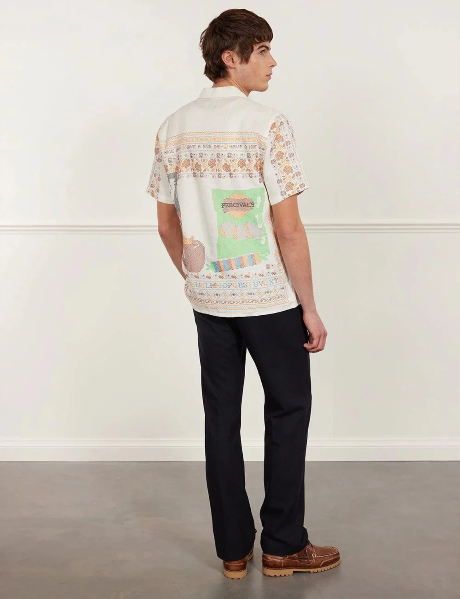 Percival Meal Deal Cross Stitch Linen Shirt - White - Image 5
