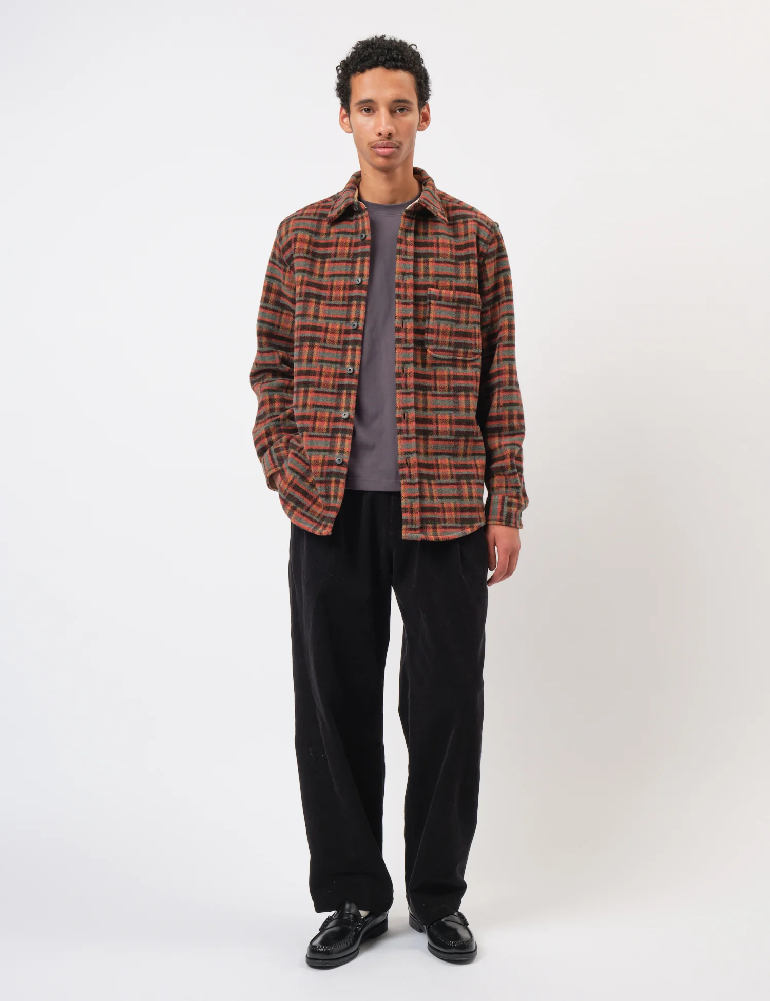 Portuguese Flannel Abstract Geometric Shirt - Bordeaux/Green - Image 3