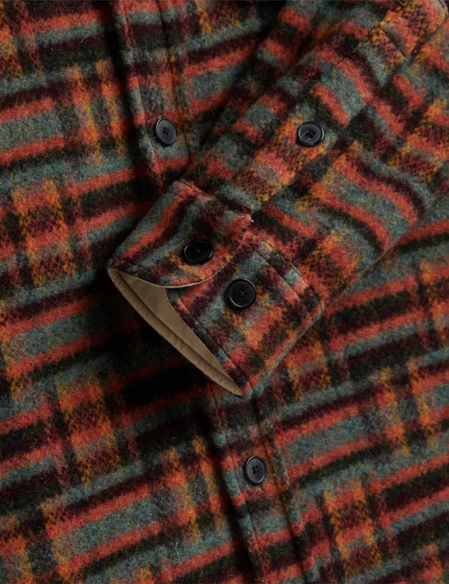 Portuguese Flannel Abstract Geometric Shirt - Bordeaux/Green - Image 7