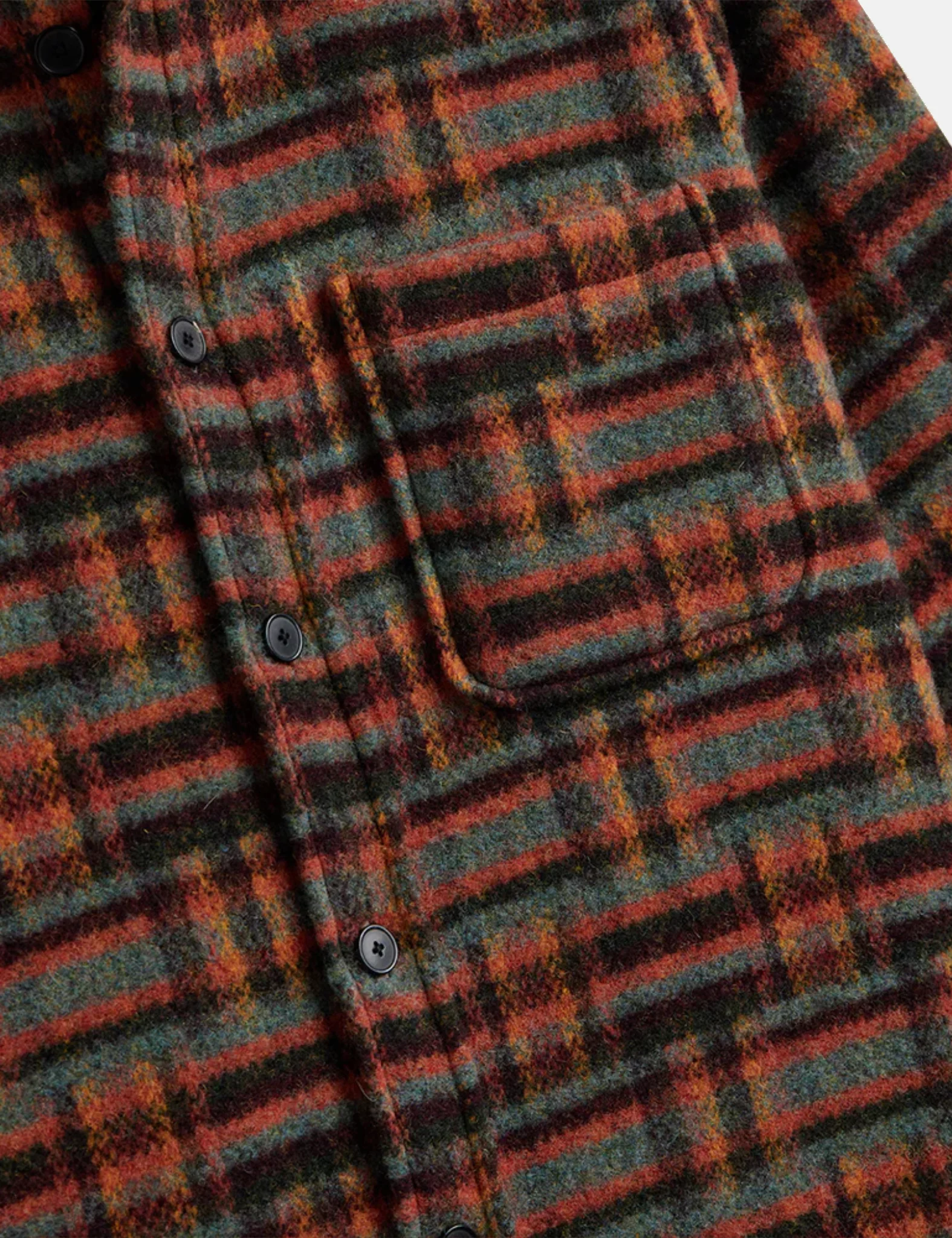 Portuguese Flannel Abstract Geometric Shirt - Bordeaux/Green - Image 9