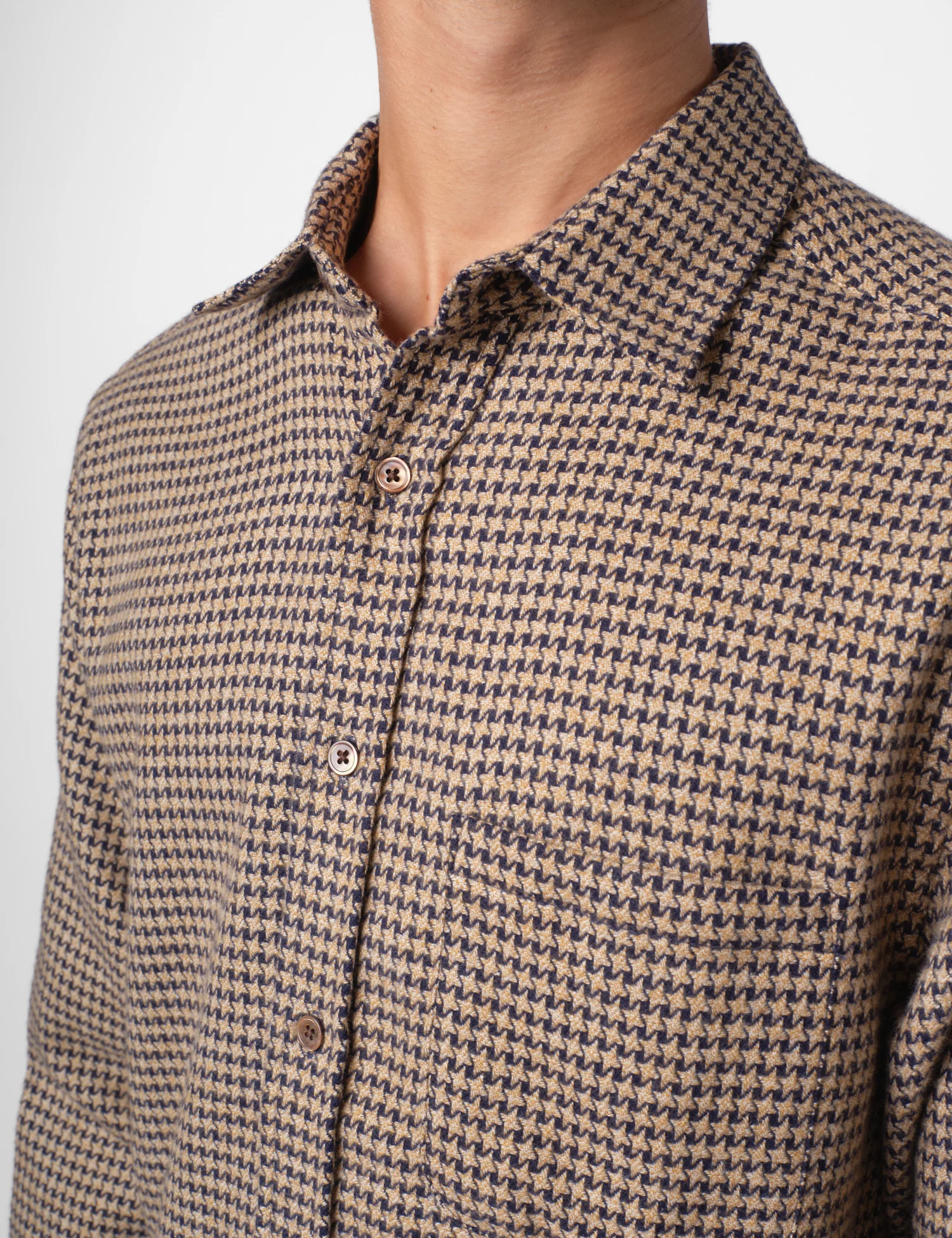 Portuguese Flannel Abstract Pied Poule Shirt - Navy Blue - Image 2