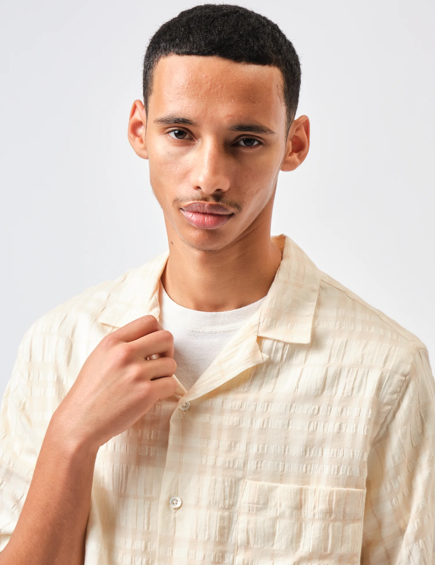 Portuguese Flannel Malcom Short Sleeve Shirt - Ecru - Image 2