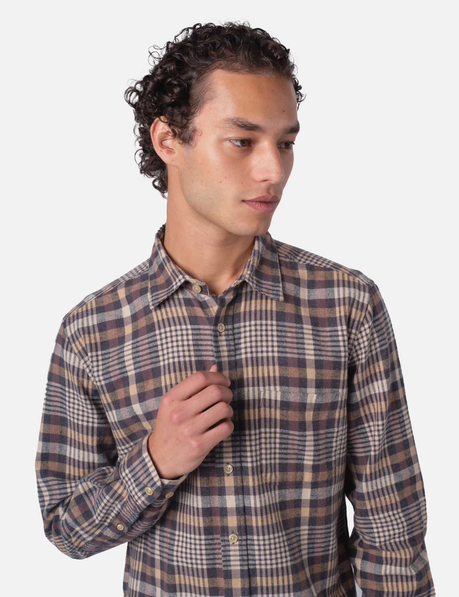 Portuguese Flannel Manta Shirt - Grey/Brown/Yellow/Off white - Image 2