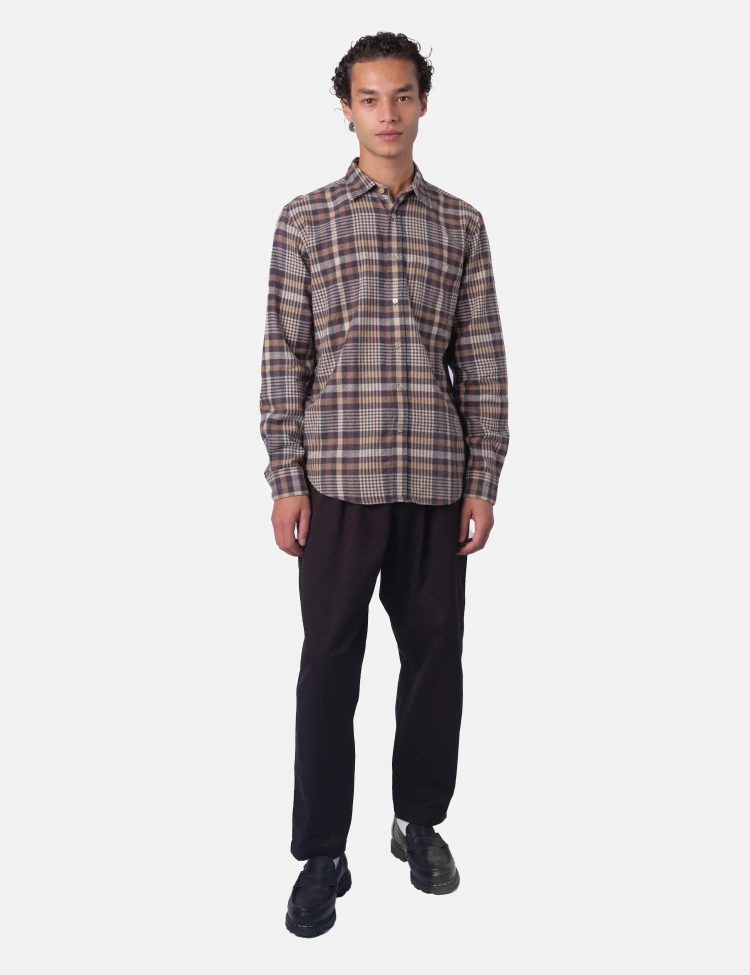 Portuguese Flannel Manta Shirt - Grey/Brown/Yellow/Off white - Image 3