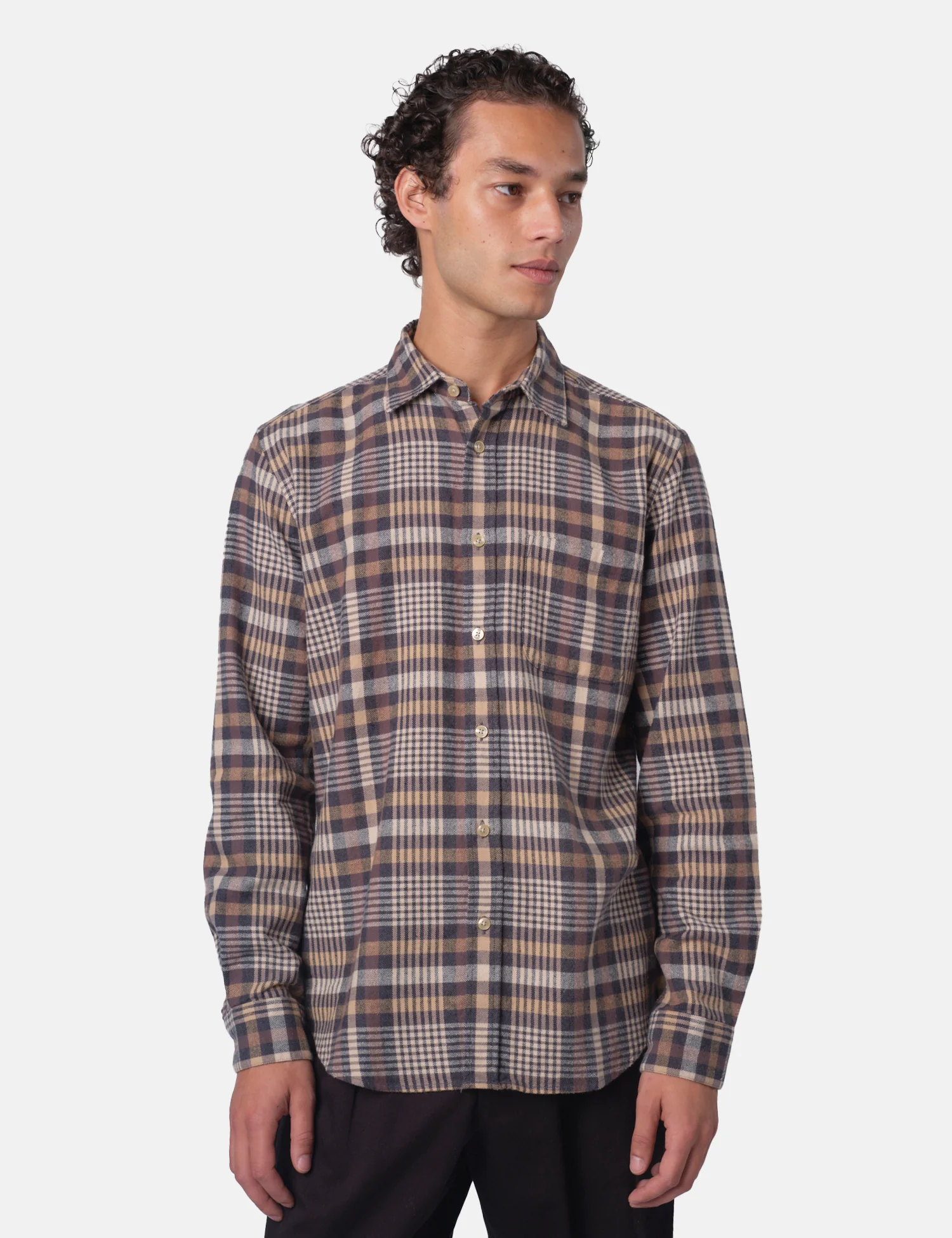 Portuguese Flannel Manta Shirt - Grey/Brown/Yellow/Off white - Image 4