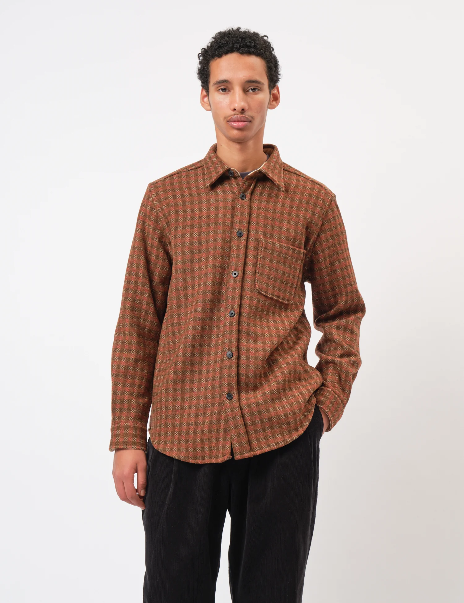 Portuguese Flannel Merino Tweed Shirt - Brown - Image 4