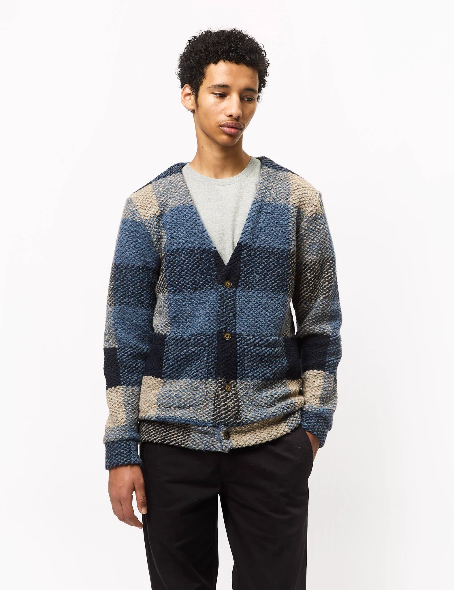 Portuguese Flannel Quintal Cardigan Shirt - Blue - Image 3
