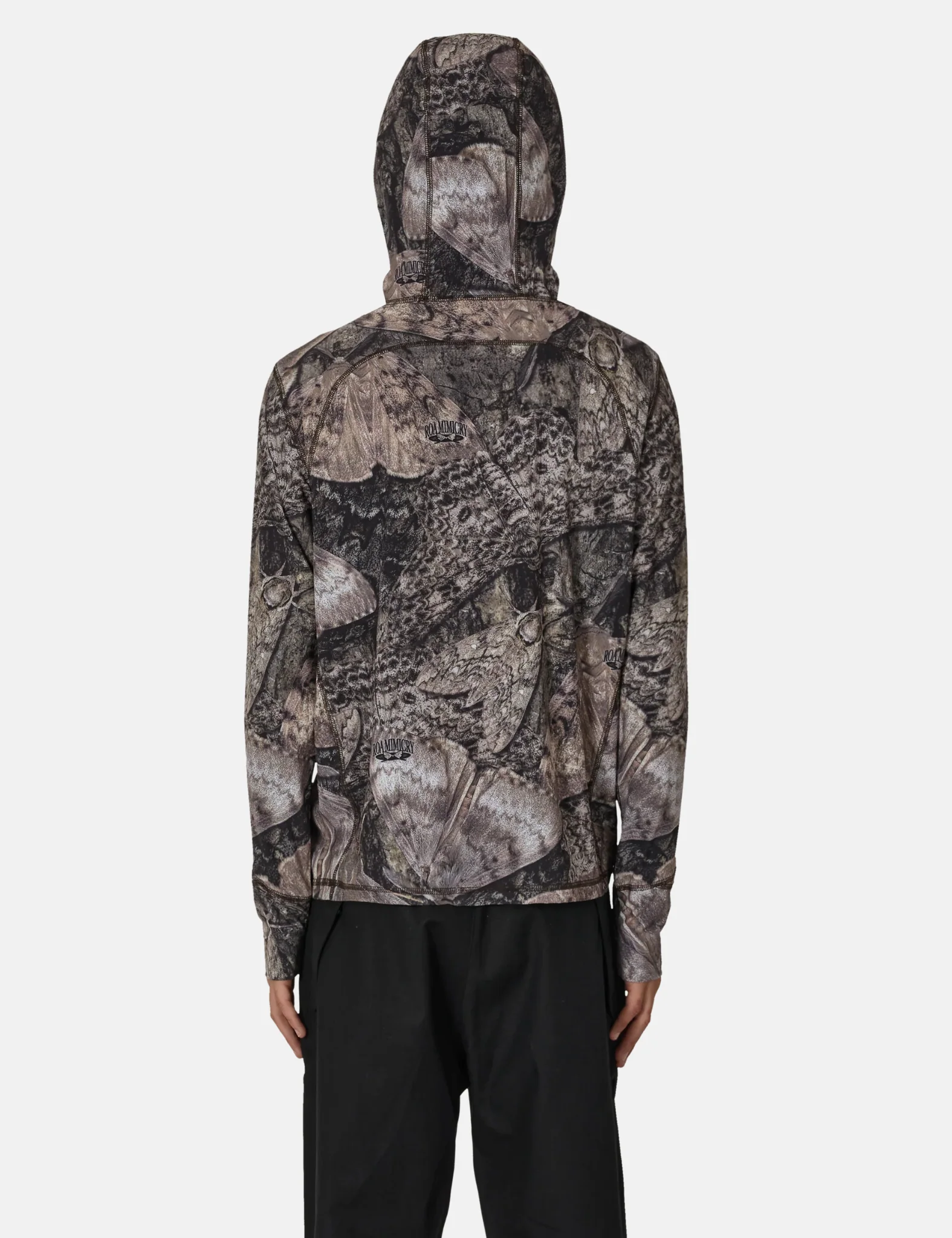 ROA Lio Baselayer Moth Print Long Sleeve Hoodie - Brown - Image 4