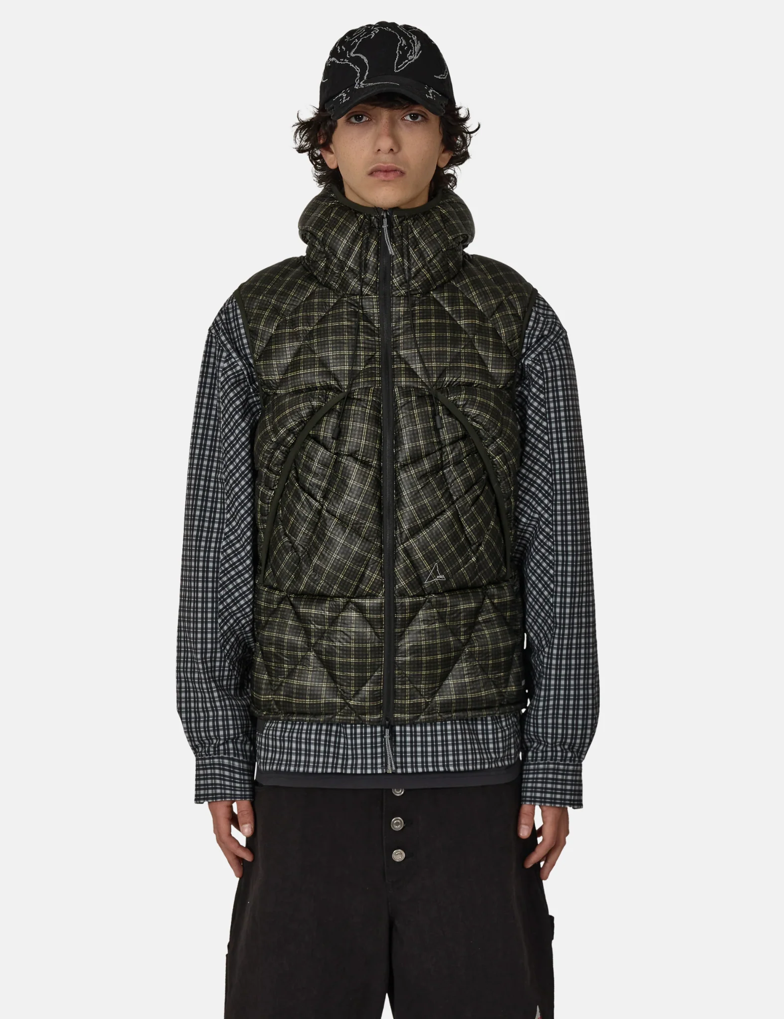 ROA Nuna 600 Fill Power Check Hooded Down Vest - Anthracite Grey