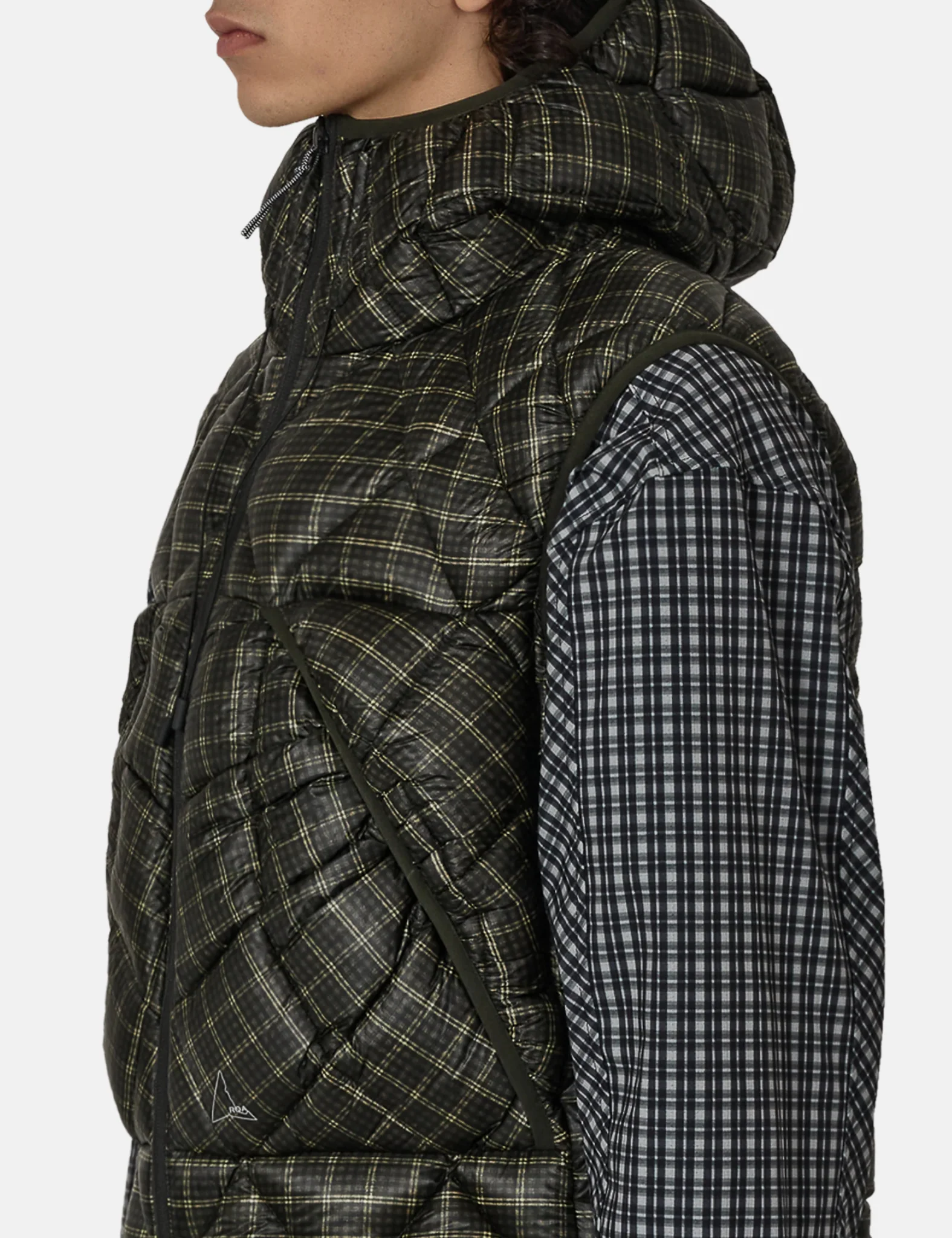 ROA Nuna 600 Fill Power Check Hooded Down Vest - Anthracite Grey - Image 5