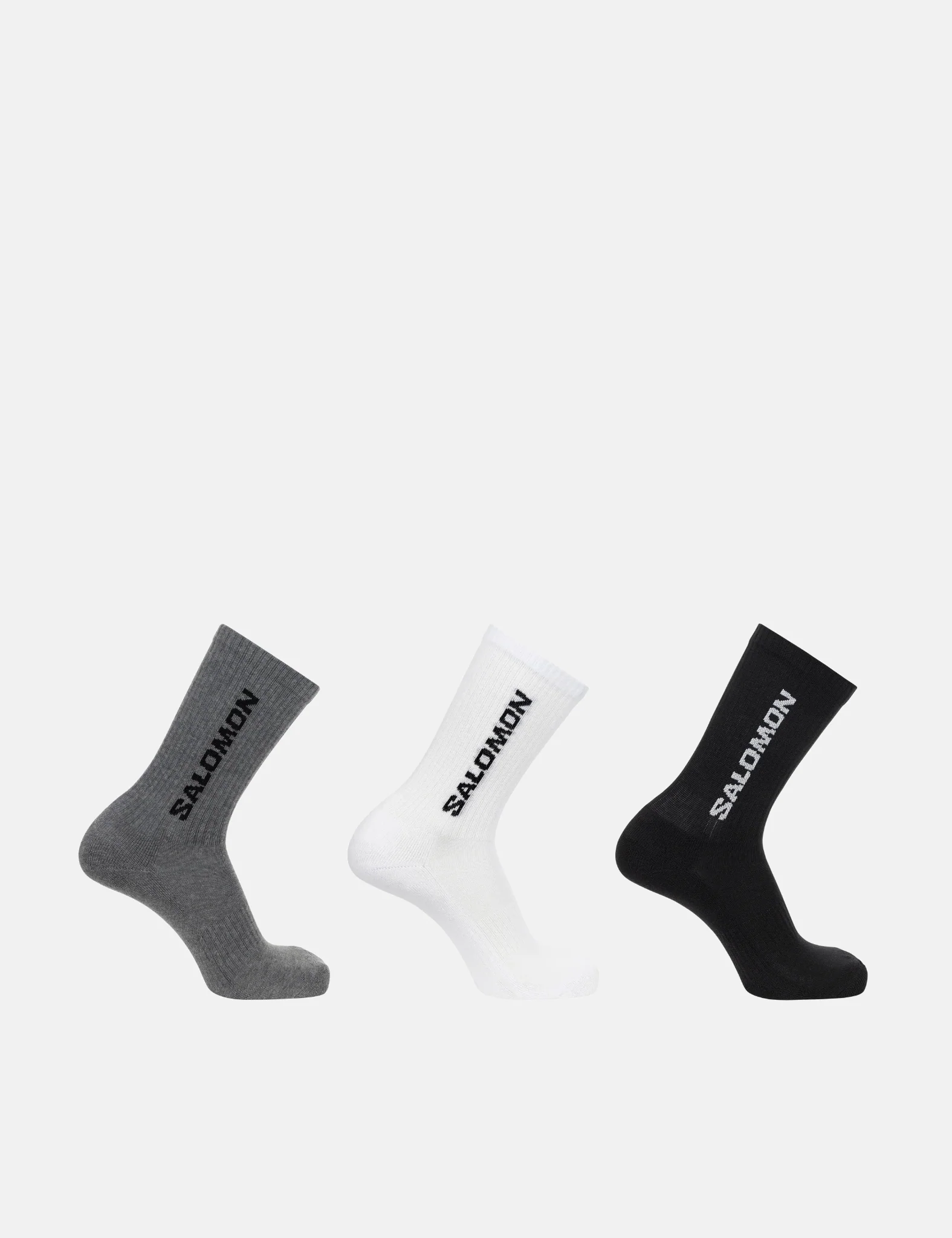 Salomon Everyday Crew Socks (3-Pack) - Black/White/Med Grey Melange