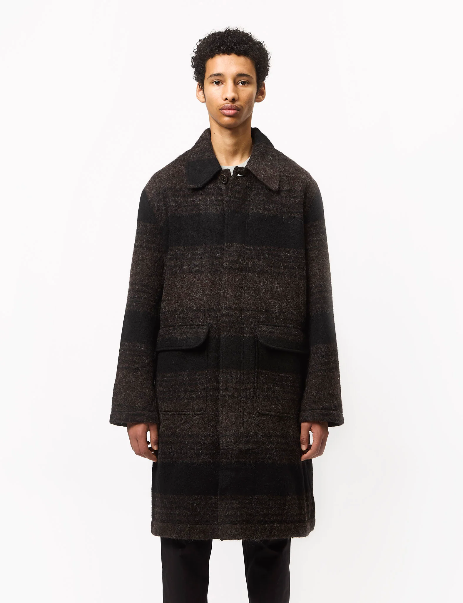 Universal Works Account Coat (Alpaca Rec Mix) - Brown/Black
