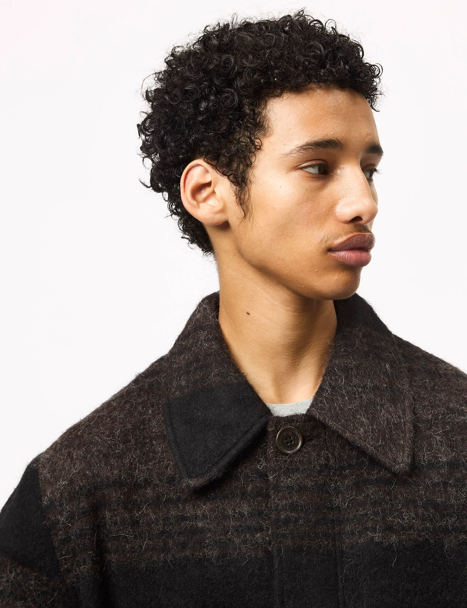 Universal Works Account Coat (Alpaca Rec Mix) - Brown/Black - Image 2