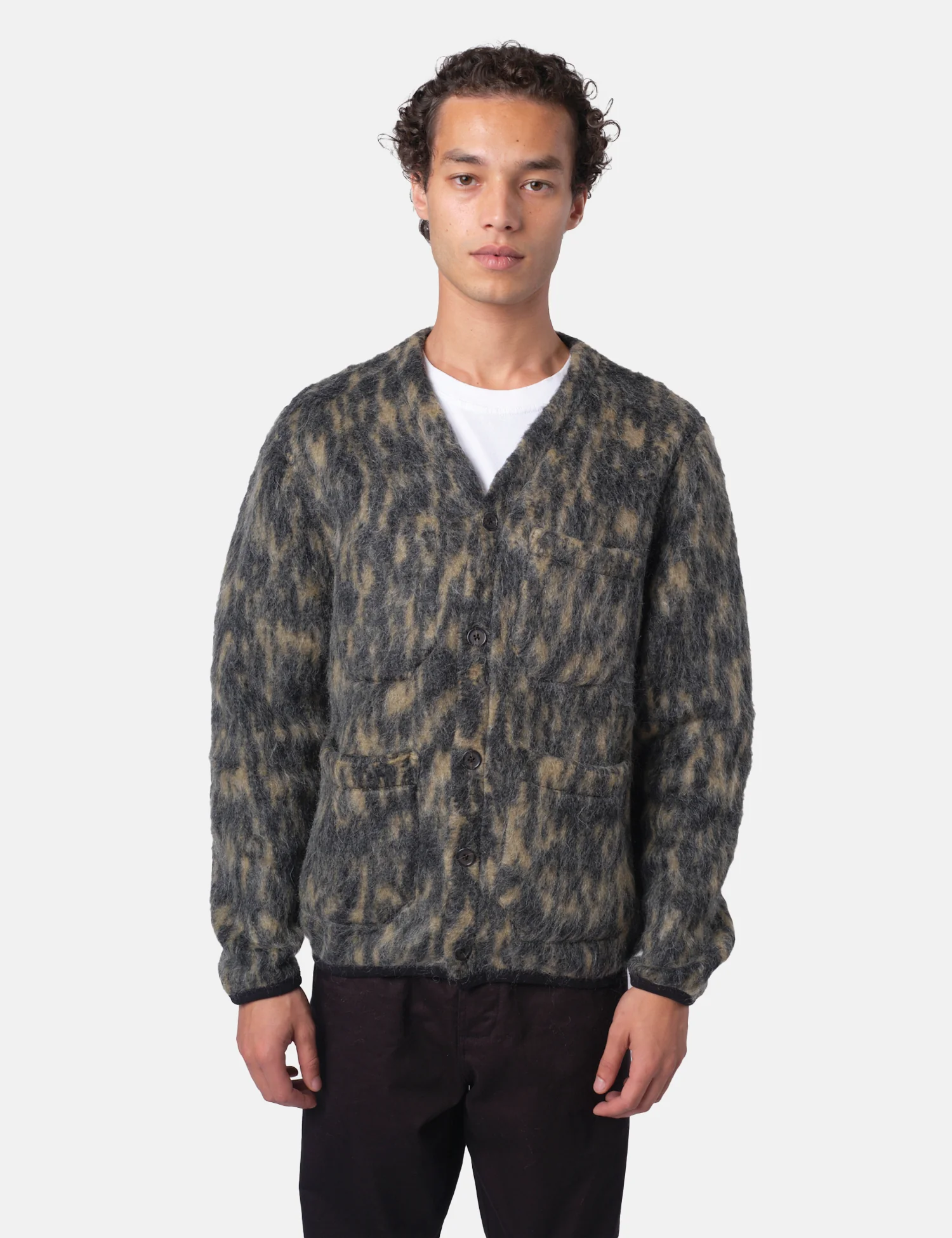 Universal Works Cardigan (Dolce Fleece) - Charcoal Grey