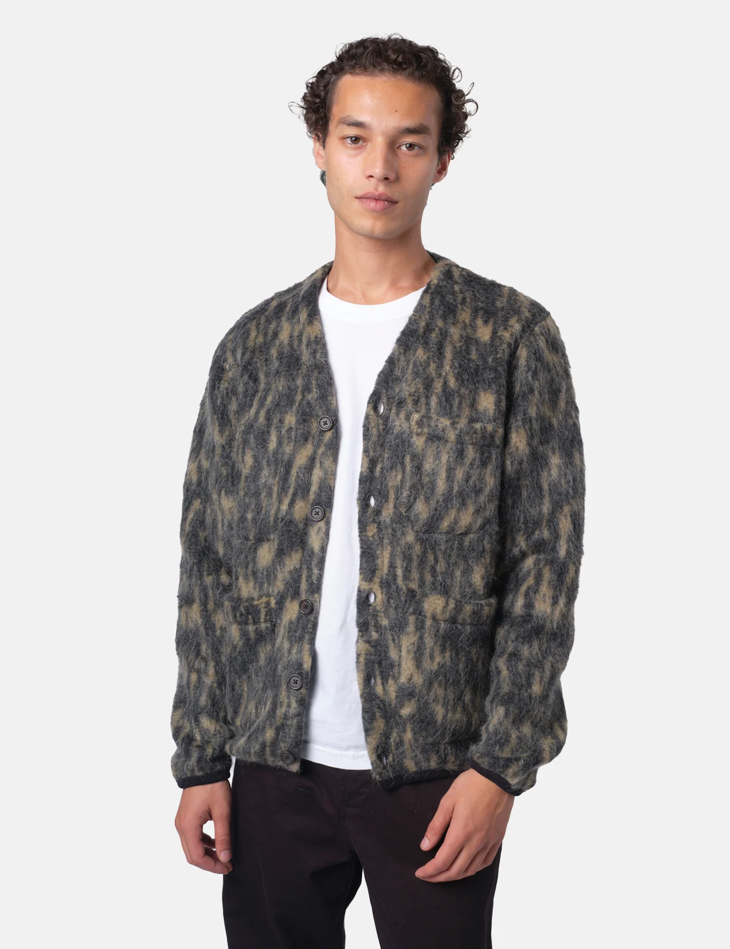 Universal Works Cardigan (Dolce Fleece) - Charcoal Grey - Image 5