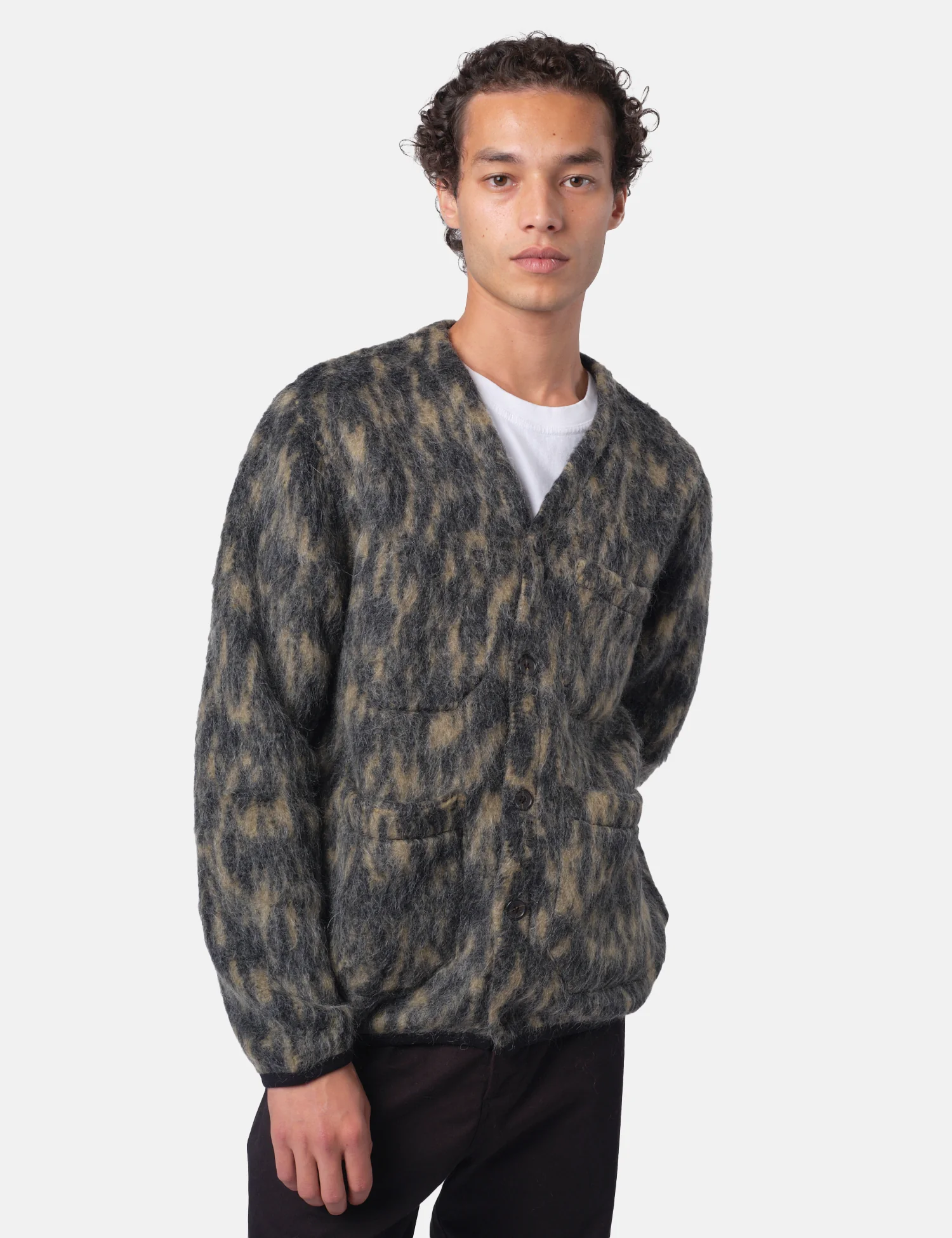 Universal Works Cardigan (Dolce Fleece) - Charcoal Grey - Image 6