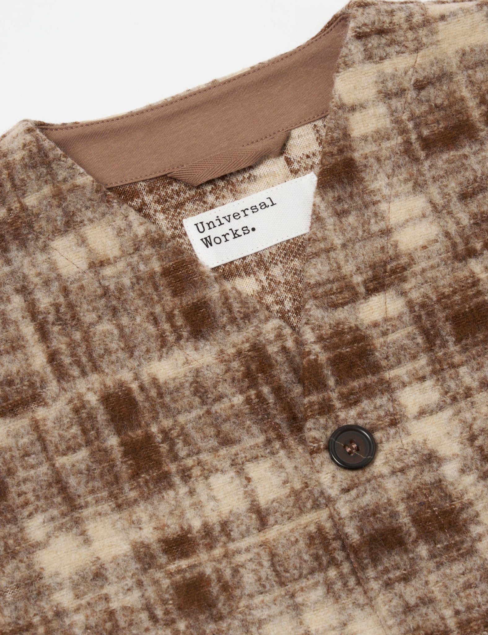 Universal Works Cardigan (Patch Check) - Sand - Image 3