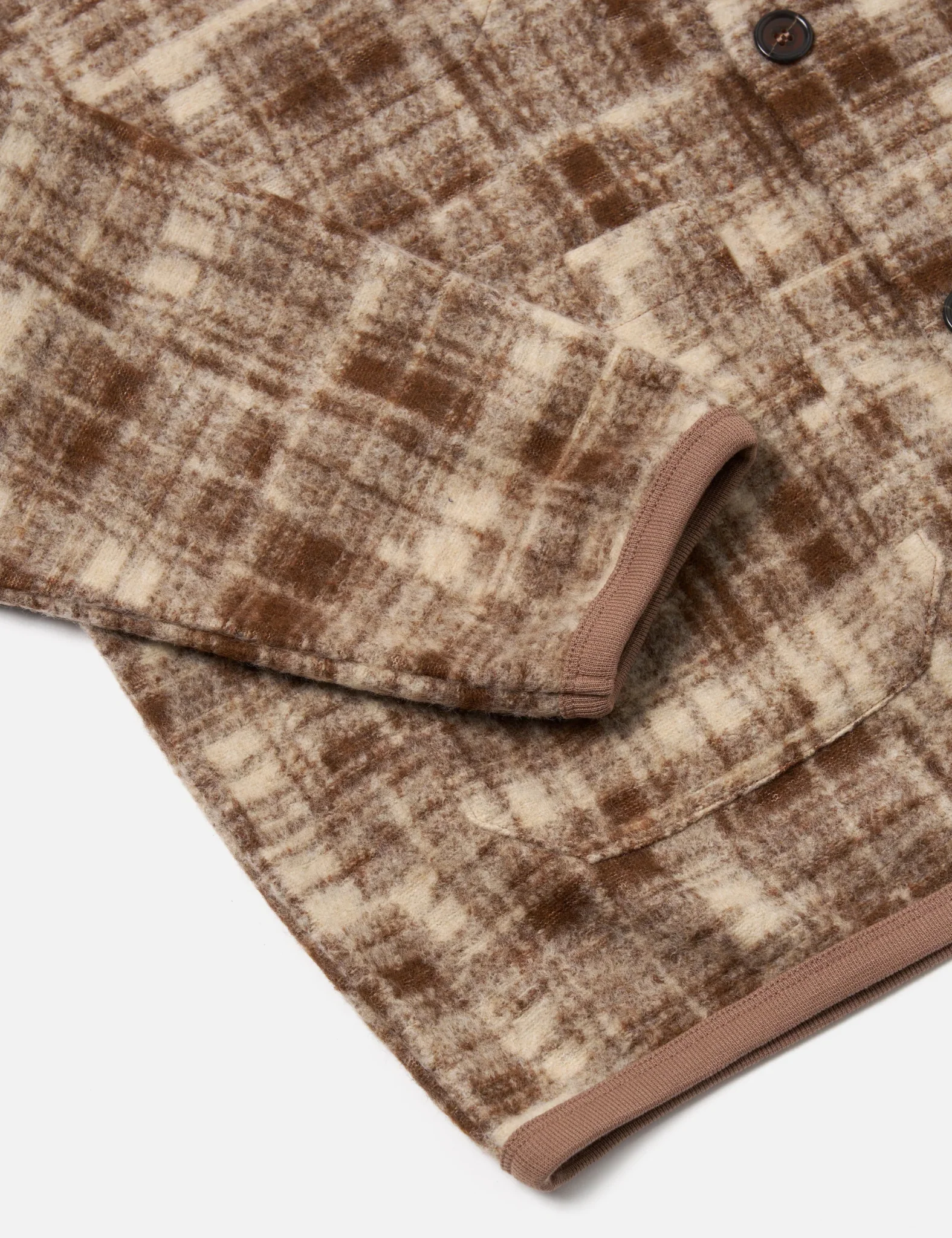 Universal Works Cardigan (Patch Check) - Sand - Image 4