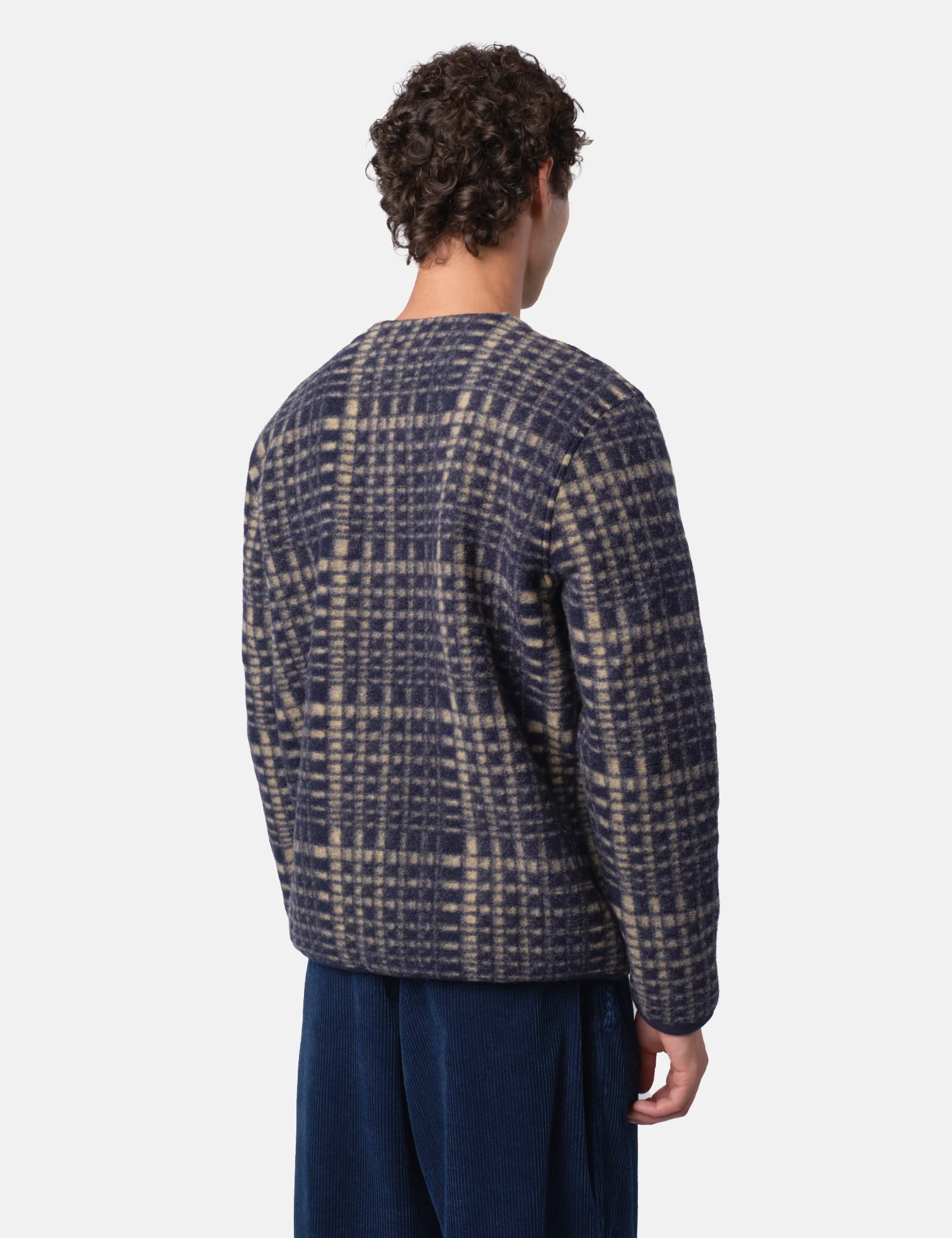 Universal Works Cardigan (Telepass Fleece) - Navy Blue - Image 6