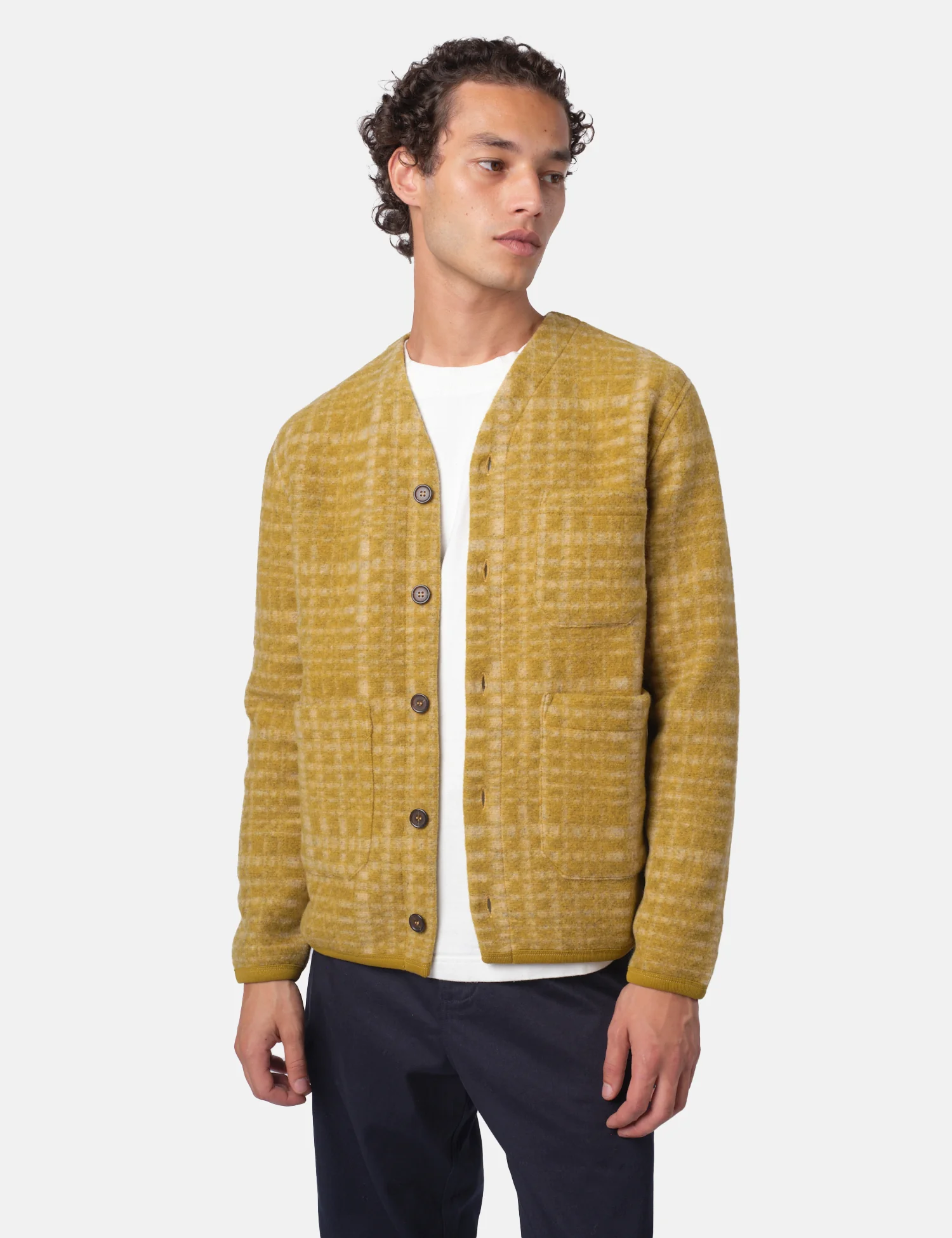 Universal Works Cardigan (Telepass Fleece) - Yellow - Image 5