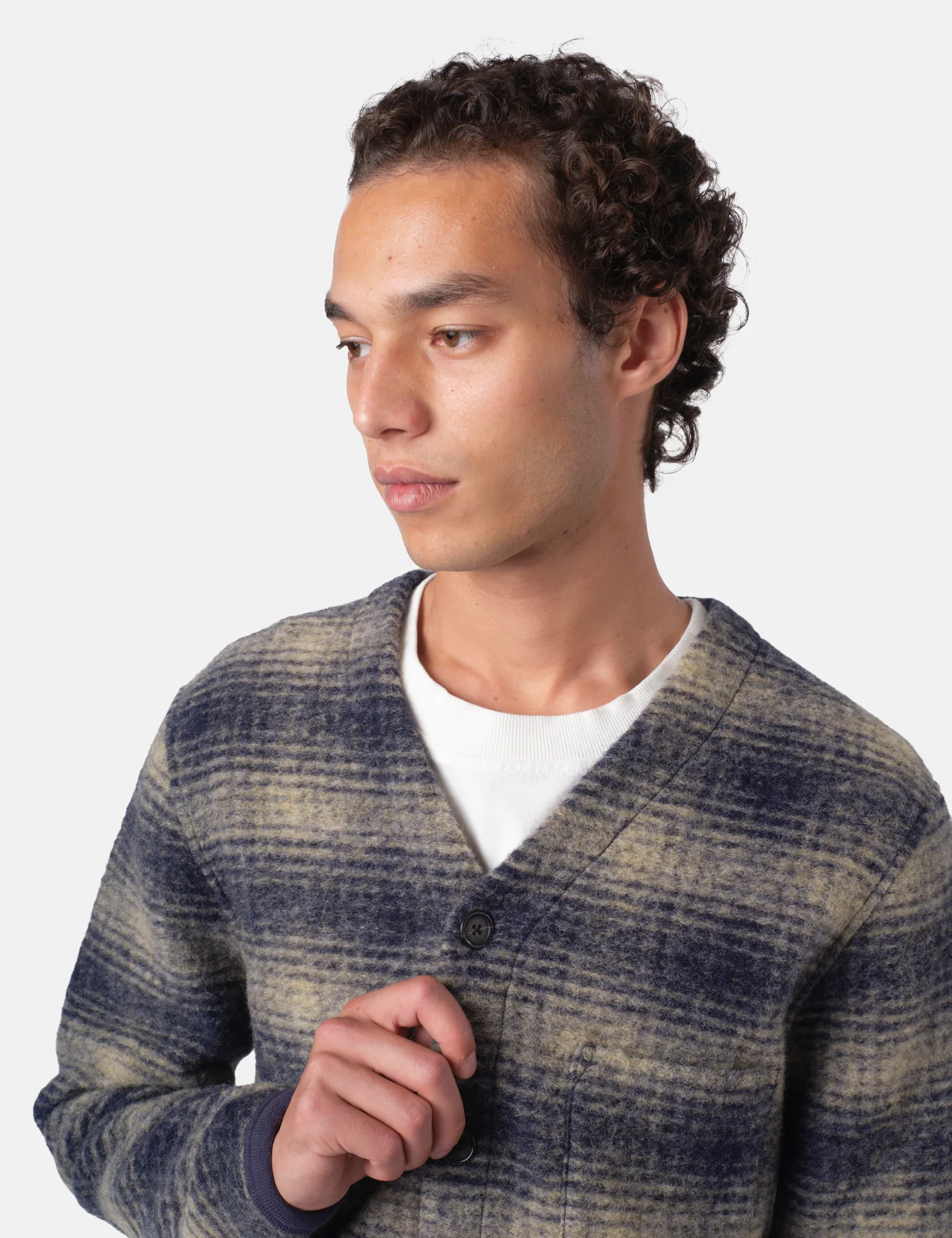 Universal Works Cardigan (Uist Fleece) - Navy Blue - Image 2