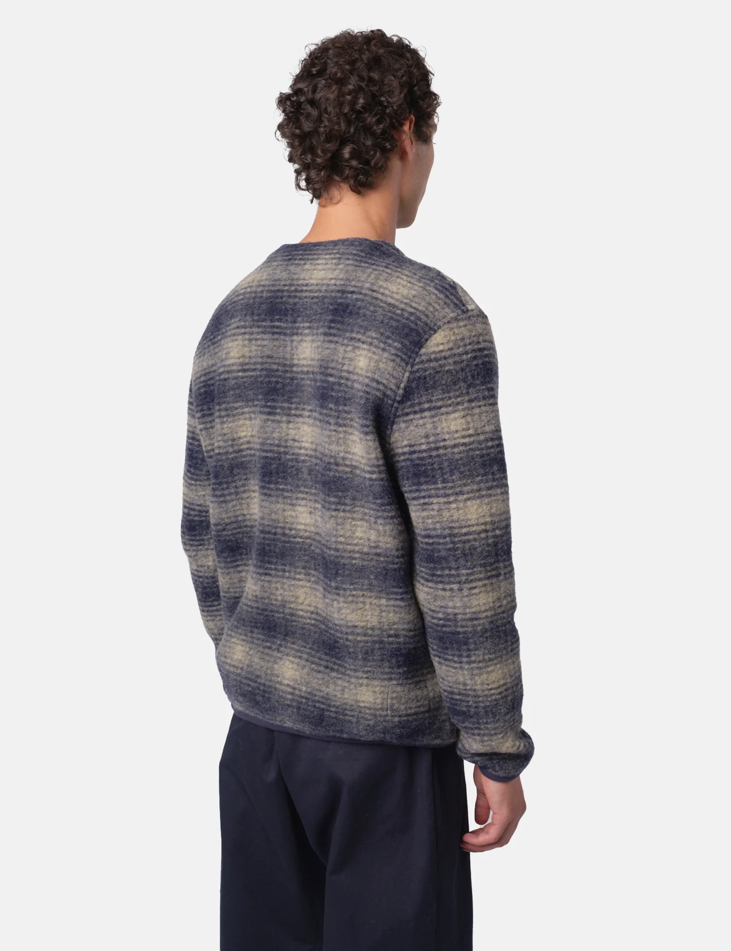Universal Works Cardigan (Uist Fleece) - Navy Blue - Image 5