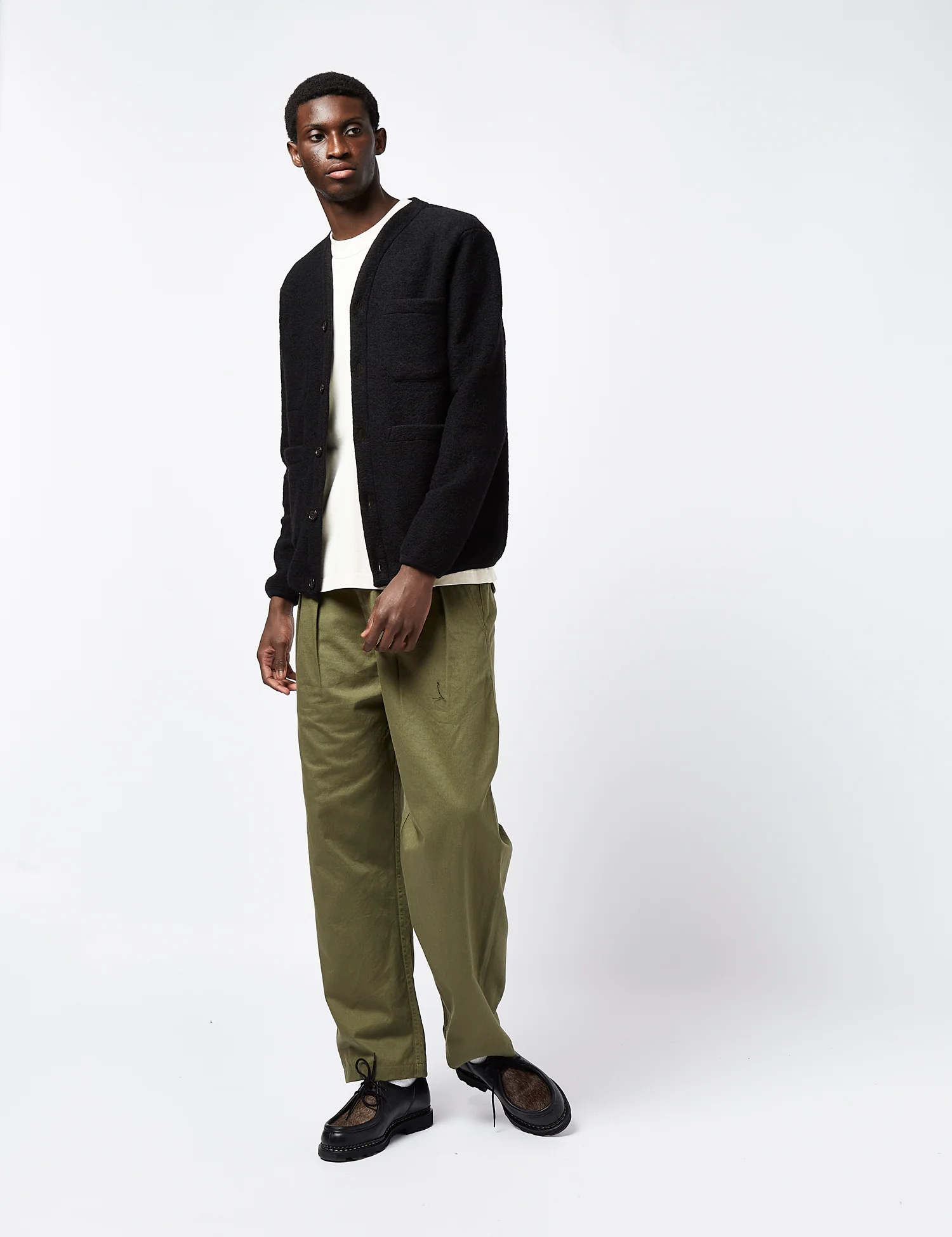 Universal Works Cardigan (Wool Fleece) - Black - Image 3