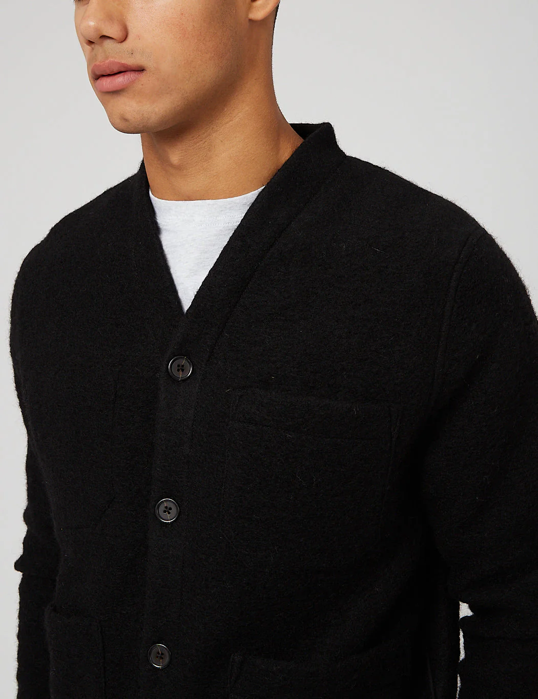 Universal Works Cardigan (Wool Fleece) - Black - Image 6