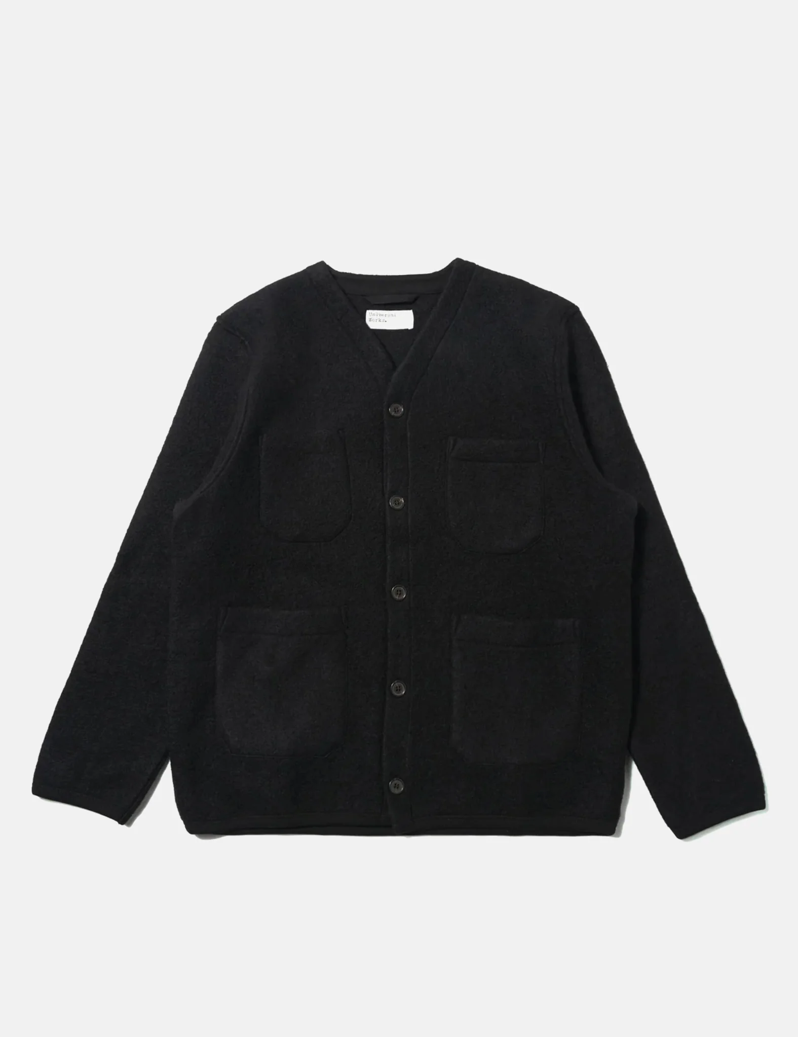 Universal Works Cardigan (Wool Fleece) - Black - Image 6