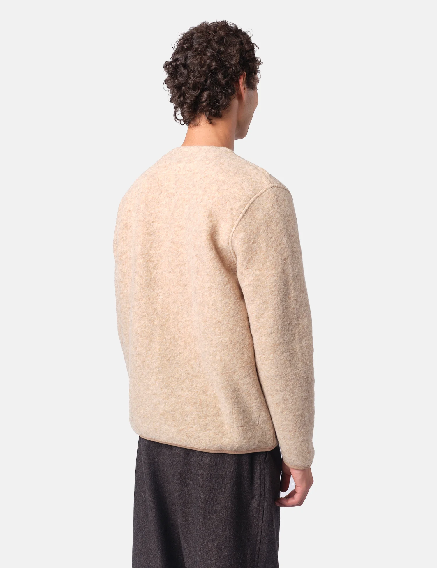 Universal Works Cardigan (Wool Fleece) - Fawn - Image 4