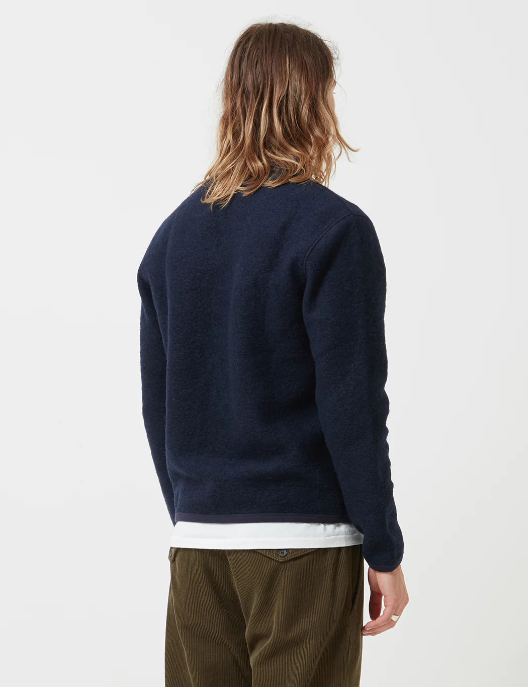 Universal Works Cardigan (Wool Fleece) - Navy Blue - Image 4