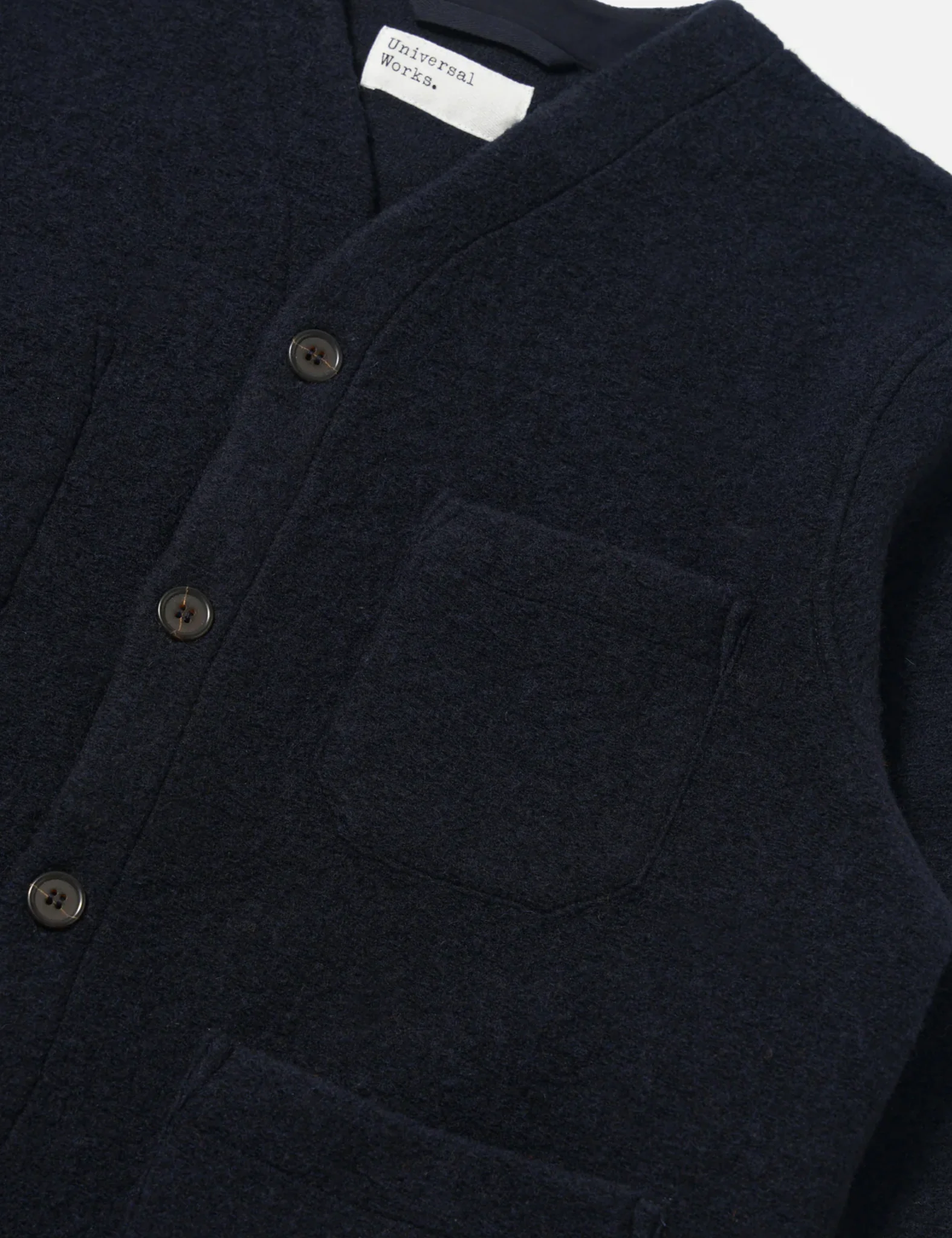 Universal Works Cardigan (Wool Fleece) - Navy Blue - Image 5