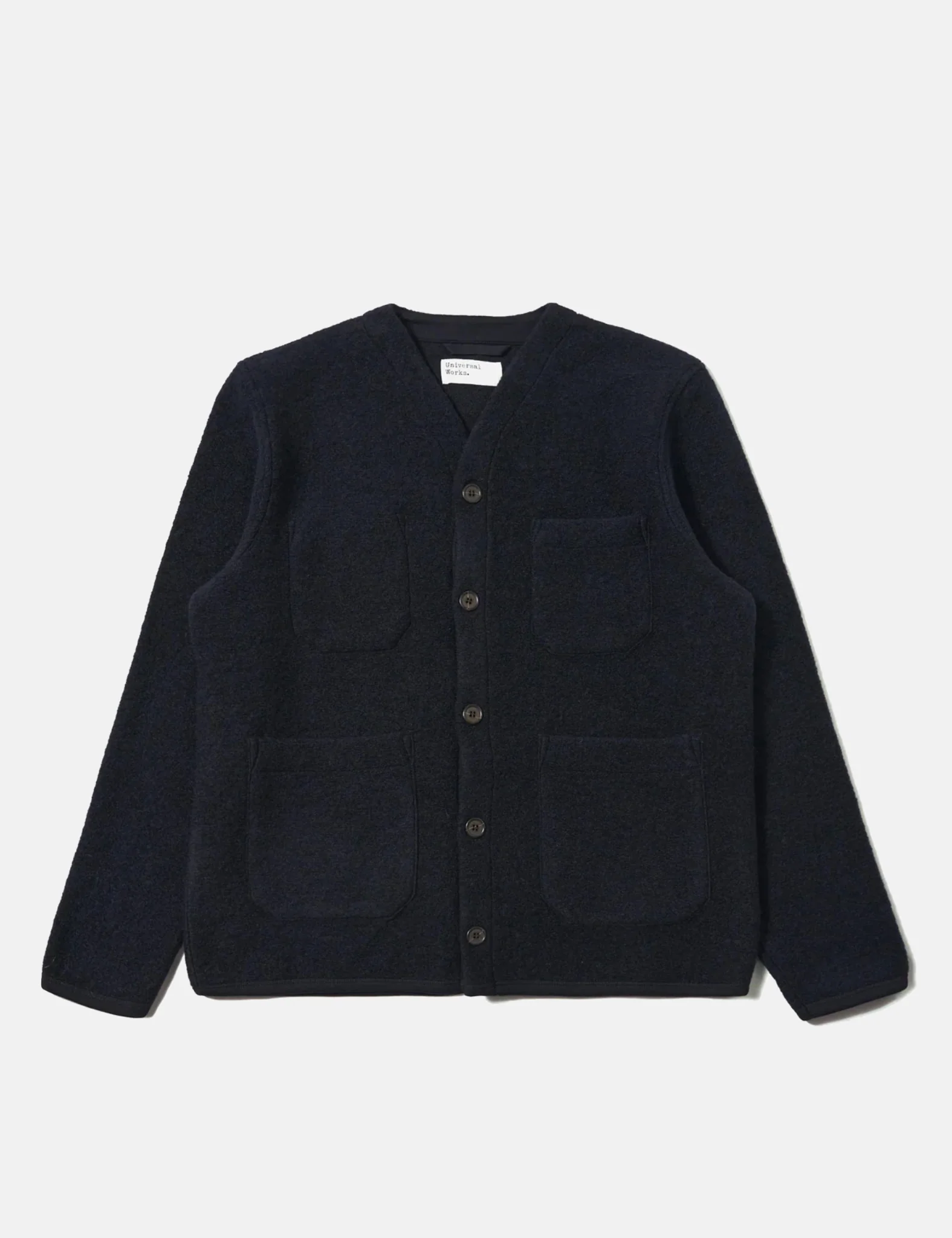 Universal Works Cardigan (Wool Fleece) - Navy Blue - Image 7