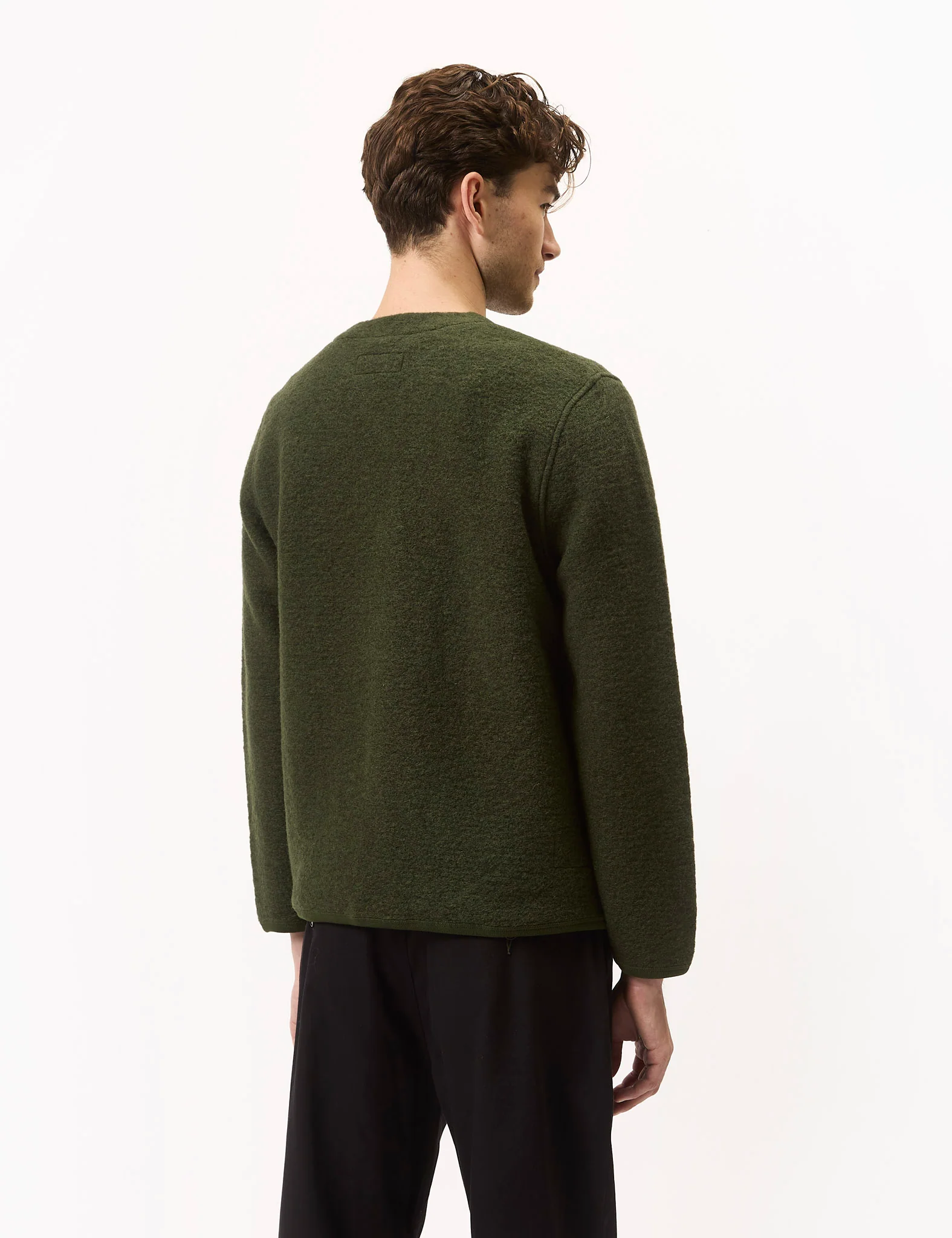 Universal Works Cardigan (Wool Fleece) - Olive Green - Image 4