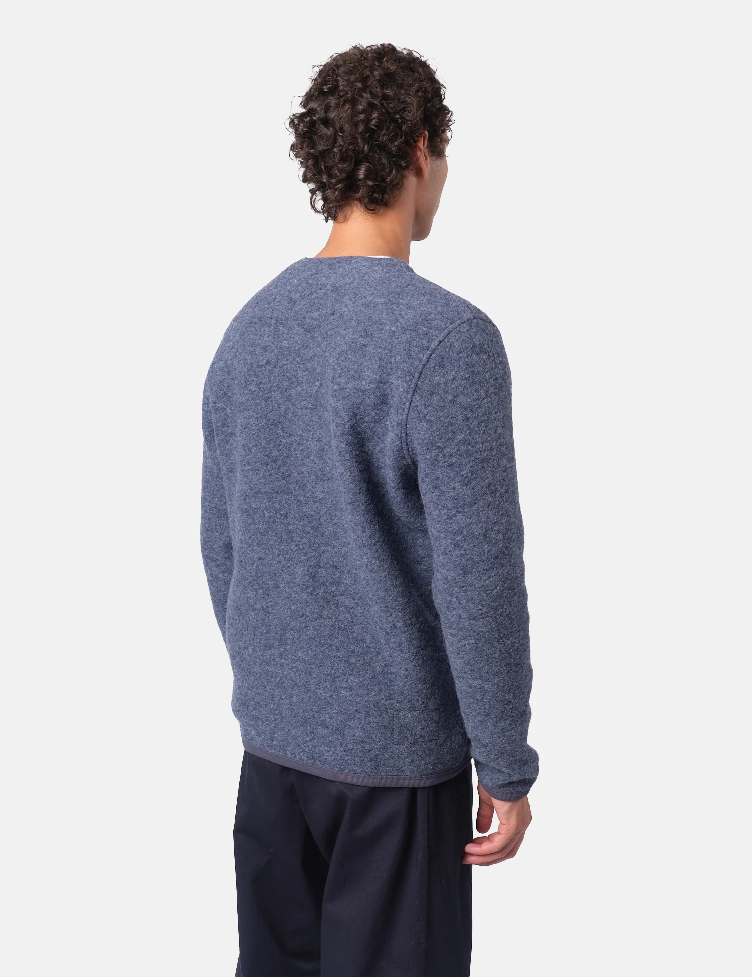 Universal Works Cardigan (Wool Fleece) - Slate Blue - Image 5