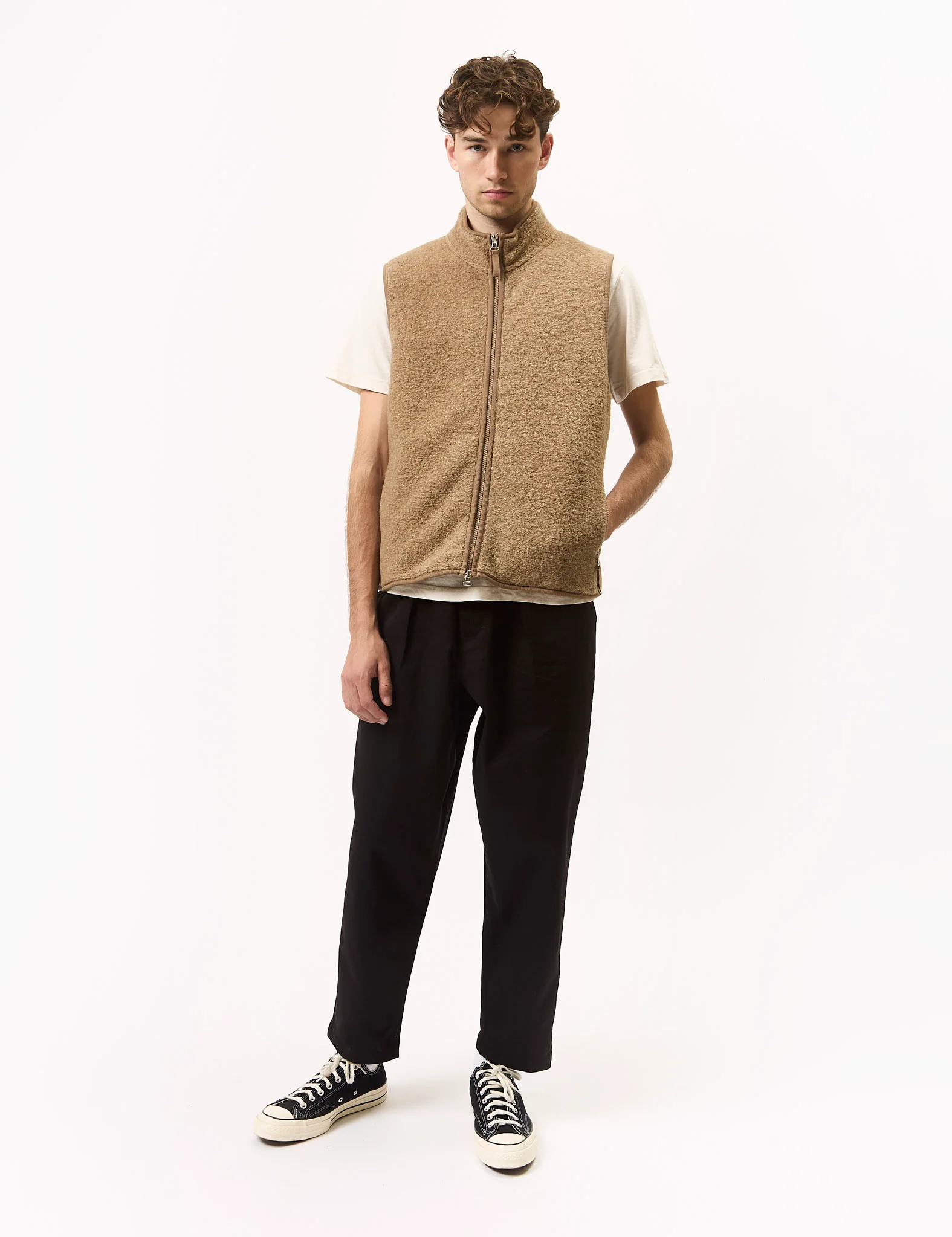 Universal Works Climbing Gilet (Teddy Fleece) - Sand - Image 2