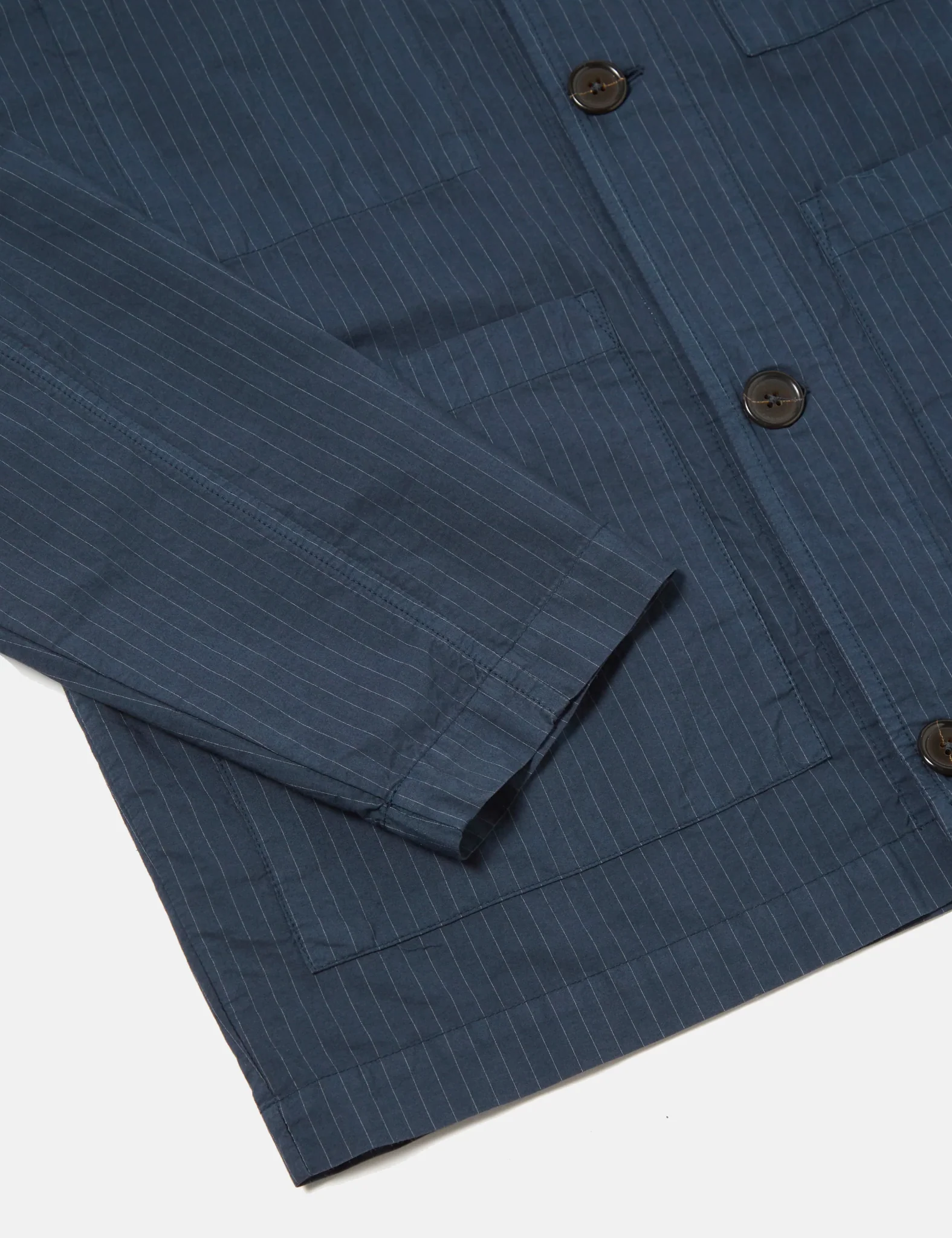 Universal Works Coverall Jacket (Nearly Pinstripe) - Navy Blue - Image 7