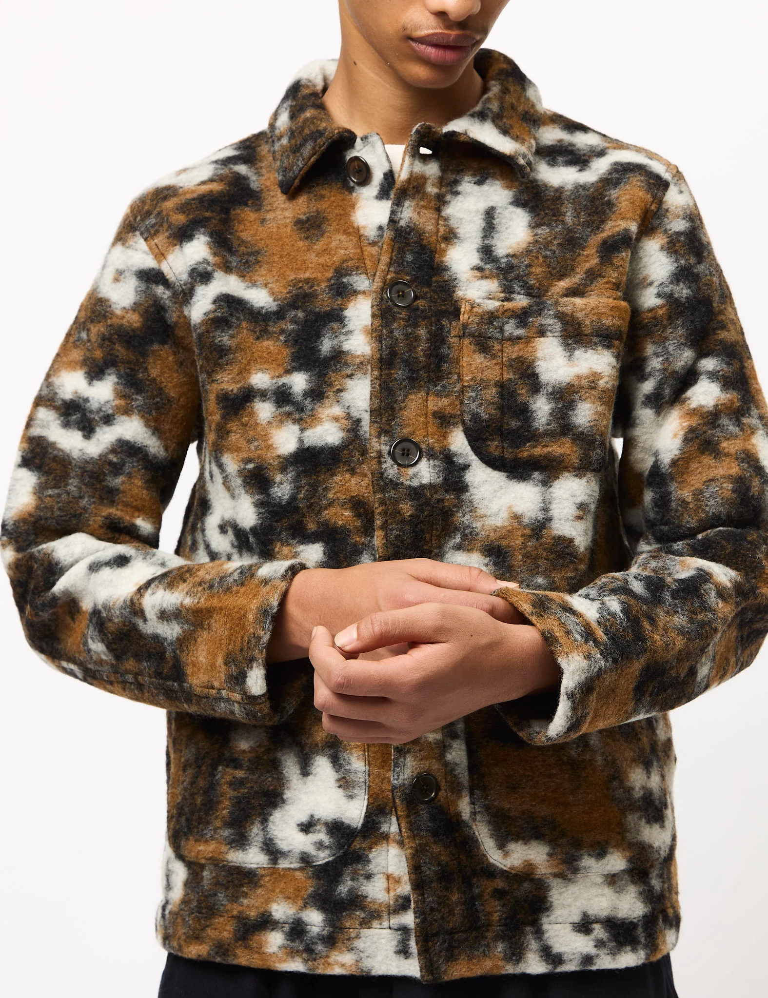 Universal Works Field Jacket (Ylang Flower Fleece) - Brown - Image 2