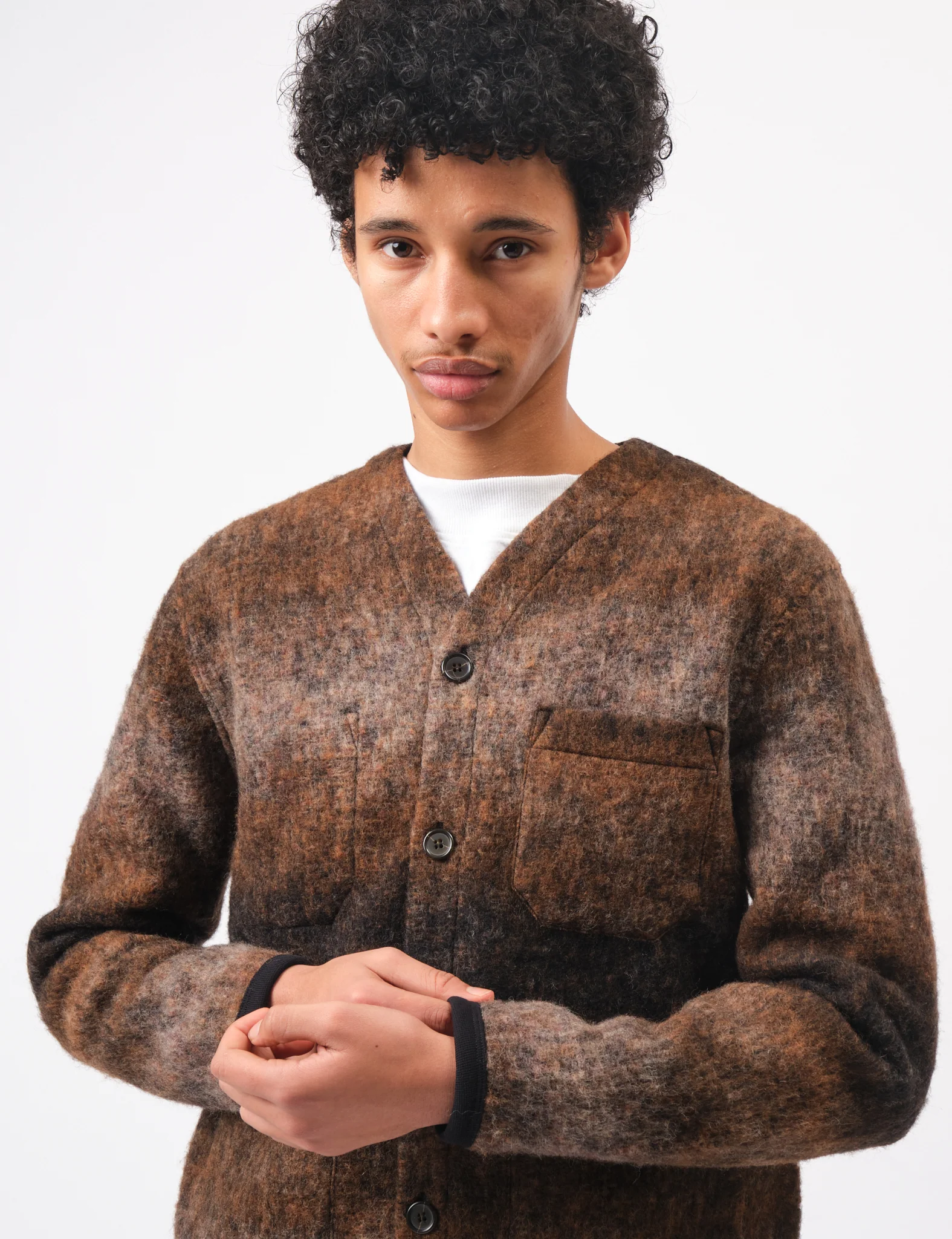 Universal Works Fleece Cardigan (Ombre) - Brown - Image 2